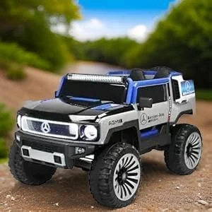 ماشین بازی جیپ برقی 12 ولت برای کودکان - ماشین اسباب بازی شاسی بلند با کنترل از راه دور، چراغ های ال ای دی، موسیقی، USB، چرخ های بزرگ - سبک لوکس آفرود برای پسران و دختران