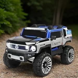 ماشین بازی جیپ برقی 12 ولت برای کودکان - ماشین اسباب بازی شاسی بلند با کنترل از راه دور، چراغ های ال ای دی، موسیقی، USB، چرخ های بزرگ - سبک لوکس آفرود برای پسران و دختران