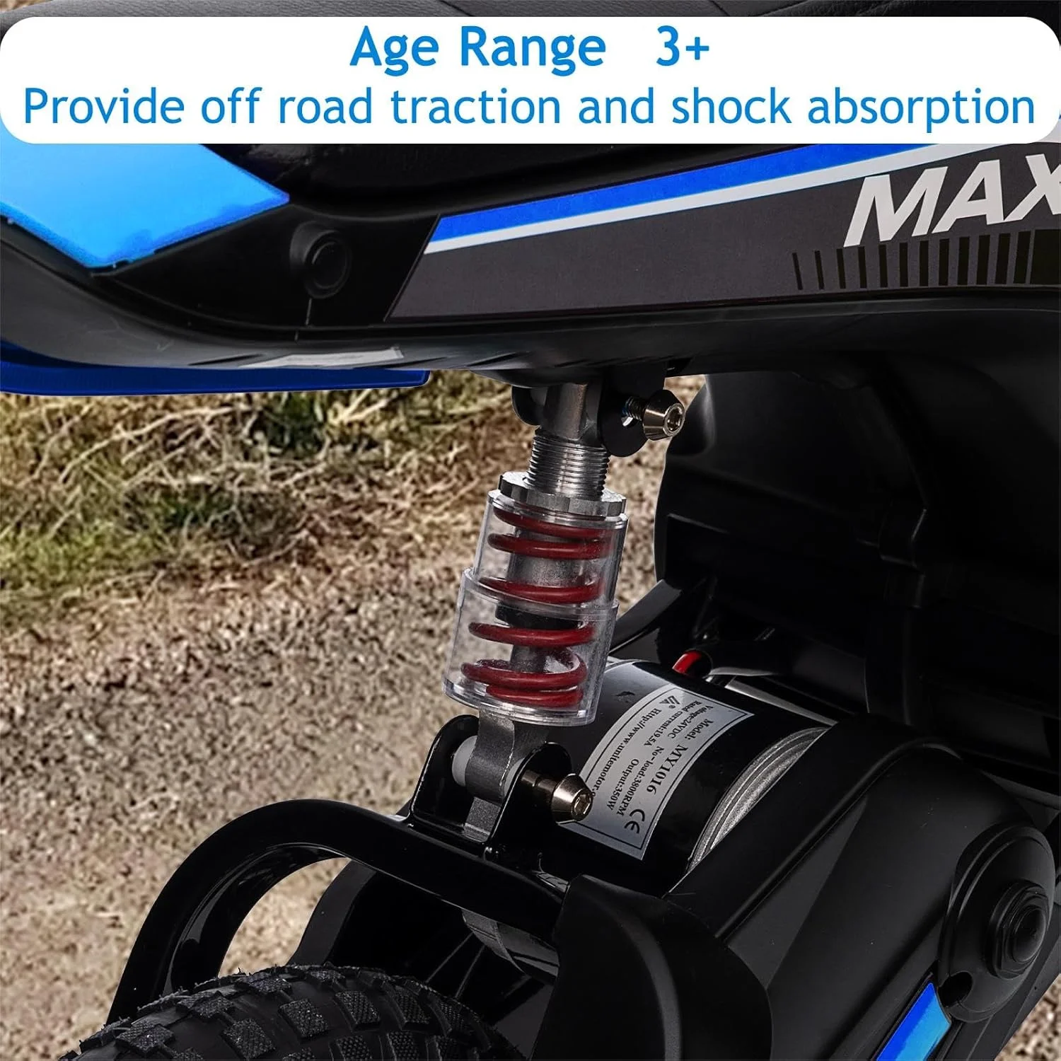 موتور سیکلت برقی خاکی GarveeLife 24V برای کودکان 8-14 سال، موتور سیکلت با هندسه معتبر موتور کراس، دیفرانسیل عقب، موتور گشتاور بالا، آبی