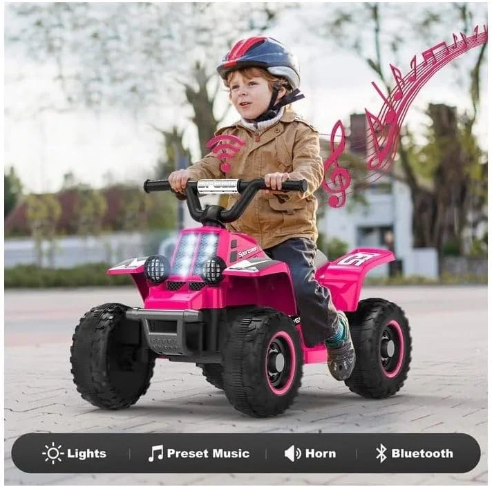 ماشین ATV شارژی کودکانه، چهار چرخ، با چراغ های LED - صورتی ماشین ATV شارژی کودکانه، چهار چرخ، با چراغ های LED - صورتی