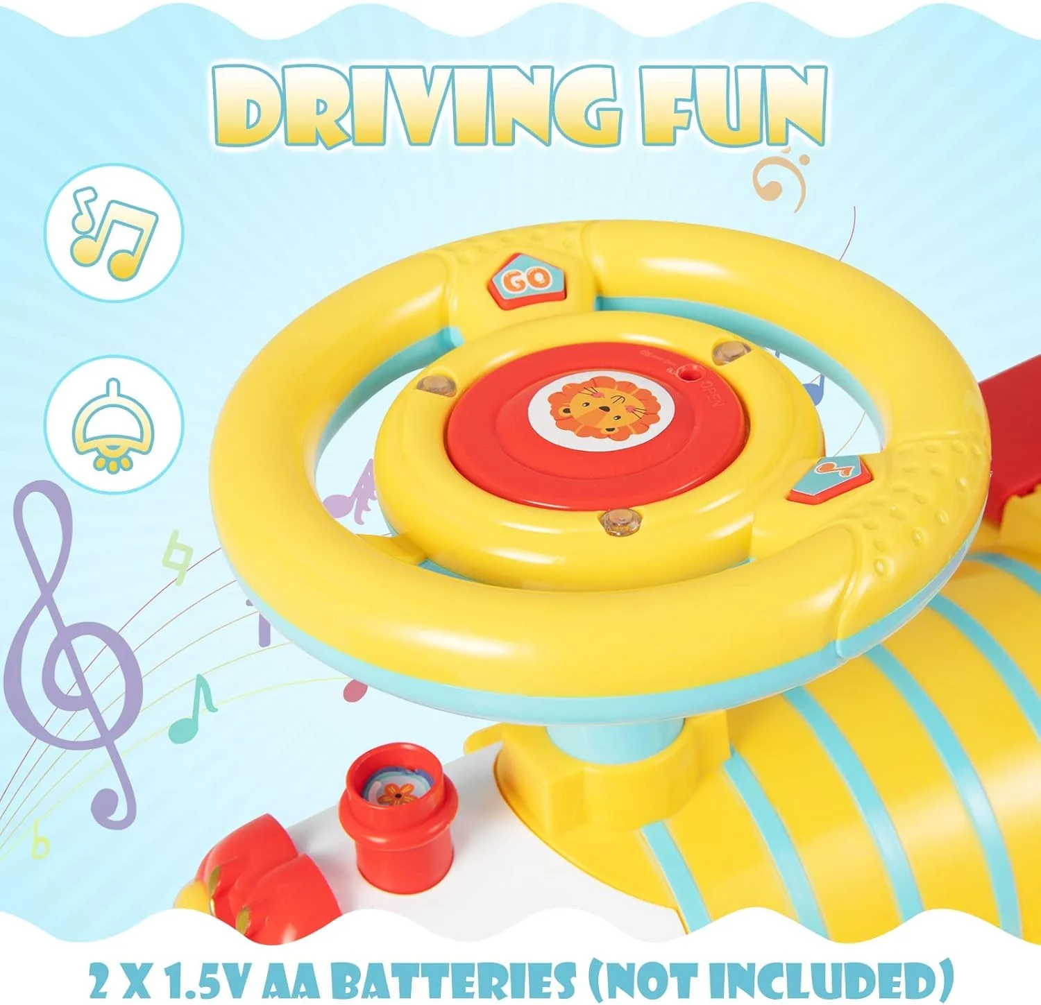 قطار اسباب بازی کودکانه OLAKIDS به همراه ریل، اسباب بازی برقی 6 ولت با چراغ و صدا، دارای زیرپایی جمع شونده، فضای ذخیره سازی زیر صندلی، هدیه با تم کریسمس و باتری خور برای کودکان نوپا (شیر)