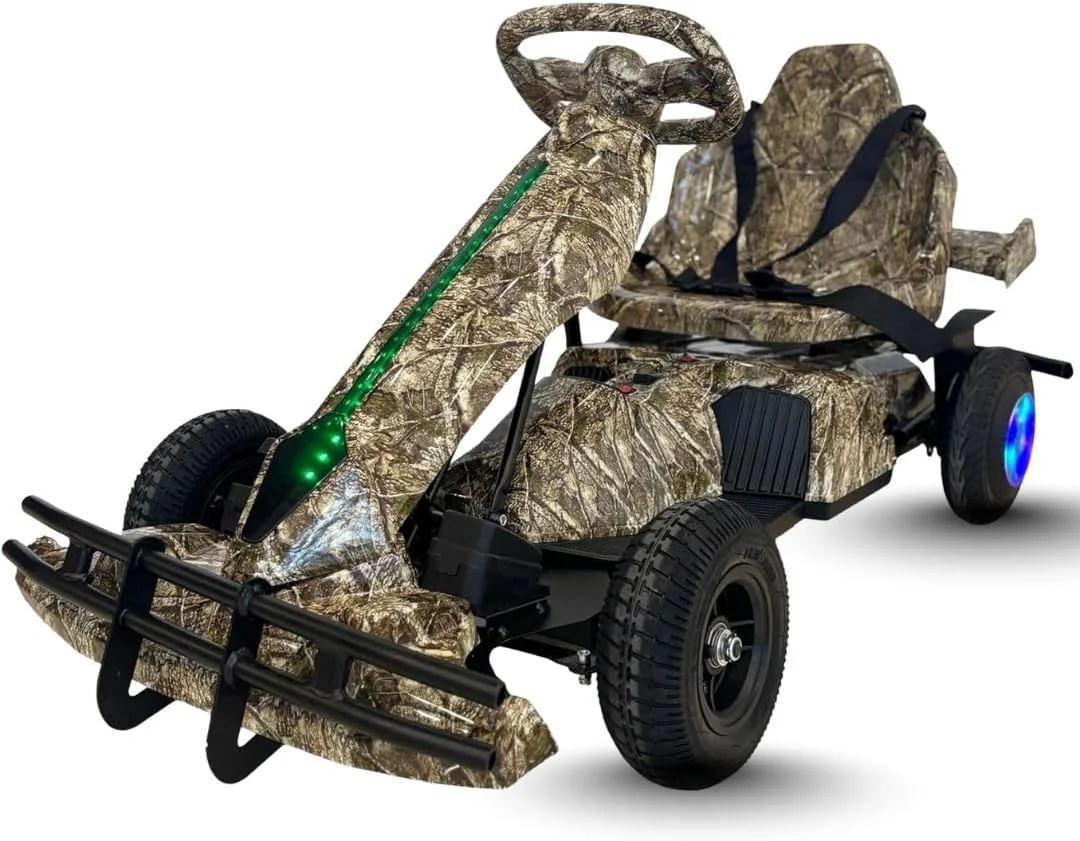 ماشین کارتینگ برقی کودکانه - وسیله نقلیه سواری با باتری 36 ولت | پدال | چراغ های ال ای دی | کمربند ایمنی | طرح استتار