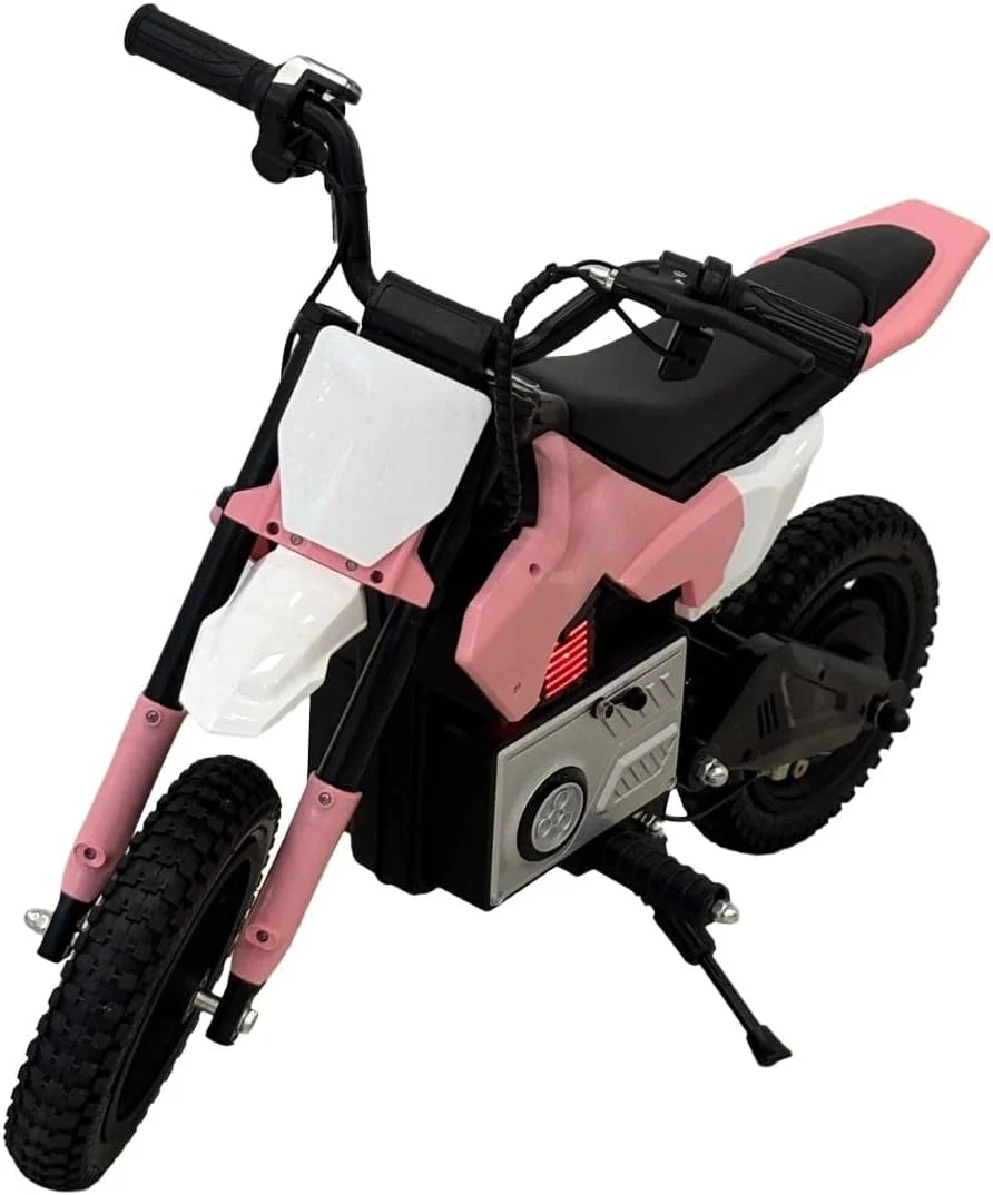 موتور برقی خاکی کودکانه، صورتی و سفید، چراغ های ال ای دی، لاستیک های آفرود، باطری خور، 22 سرعته