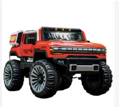 ماشین بازی بزرگ الکتریکی برای کودکان، قرمز، چرخ‌های لاستیکی مناسب تمام سطوح، با باتری، طراحی آفرود