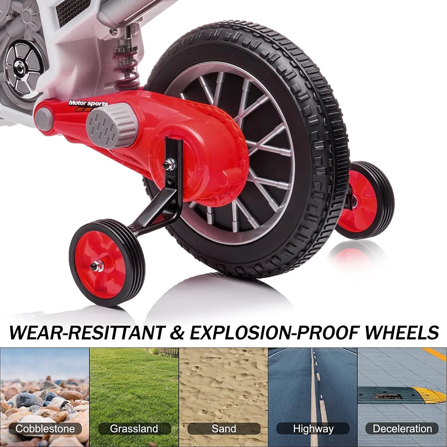 موتورسیکلت برقی کودکانه DERAK Super 12V، اسباب بازی موتور سیکلت شارژی مناسب کودکان نوپا با چرخ های آموزشی جداشدنی، سرعت بالا/پایین، سیستم جذب شوک دوبل، پنل موسیقی (قرمز) موتورسیکلت برقی کودکانه DERAK Super 12V، اسباب بازی موتور سیکلت شارژی مناسب کودکان نوپا با چرخ های آموزشی جداشدنی، سرعت بالا/پایین، سیستم جذب شوک دوبل، پنل موسیقی (قرمز)