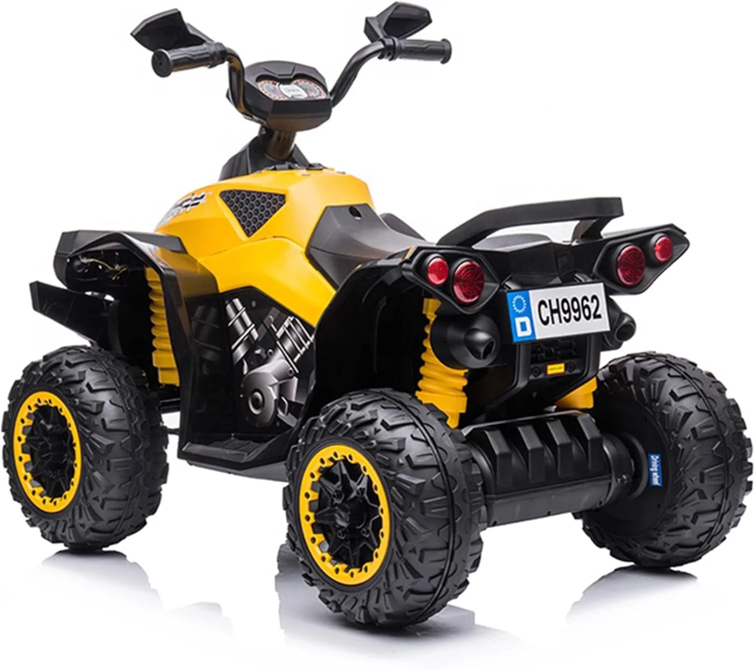 ماشین ATV چهار چرخ کودکانه DERAK، اسباب بازی کودک، موتور برقی 12 ولت با باتری، چرخ های EVA، صندلی چرمی - زرد ماشین ATV چهار چرخ کودکانه DERAK، اسباب بازی کودک، موتور برقی 12 ولت با باتری، چرخ های EVA، صندلی چرمی - زرد