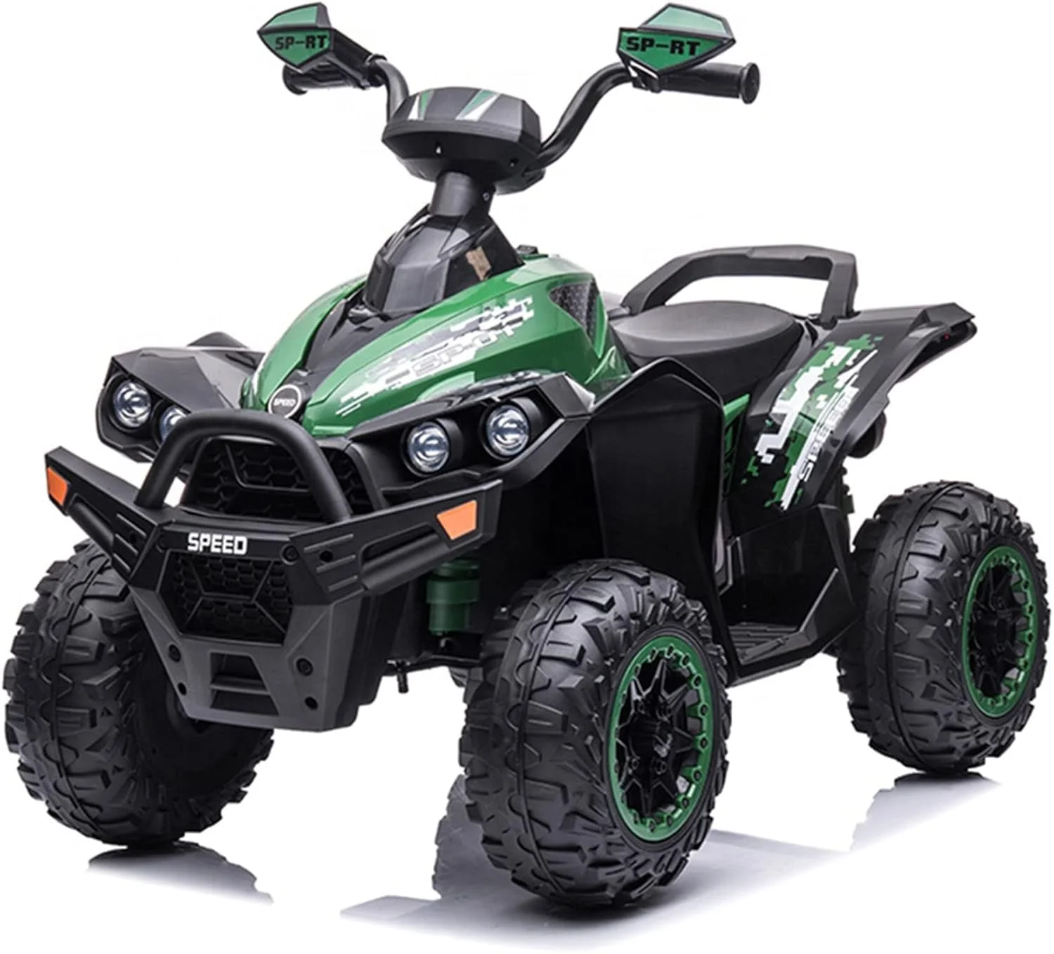 ماشین اسباب بازی کودکانه چهار چرخ مدل DERAK، موتور برقی 12 ولت با باتری، مناسب کودکان، چرخ های EVA و صندلی چرمی - سبز