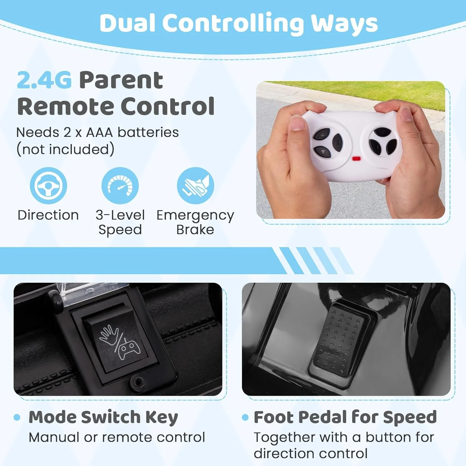 ماشین بازی کودکانه Costzon، ماشین سواری برقی 12 ولت با کنترل از راه دور، 3 سرعت و سیستم تعلیق فنری، اتصال بی سیم، USB، موسیقی، نور، اسباب بازی سواری کودکانه برای پسران و دختران (مشکی)