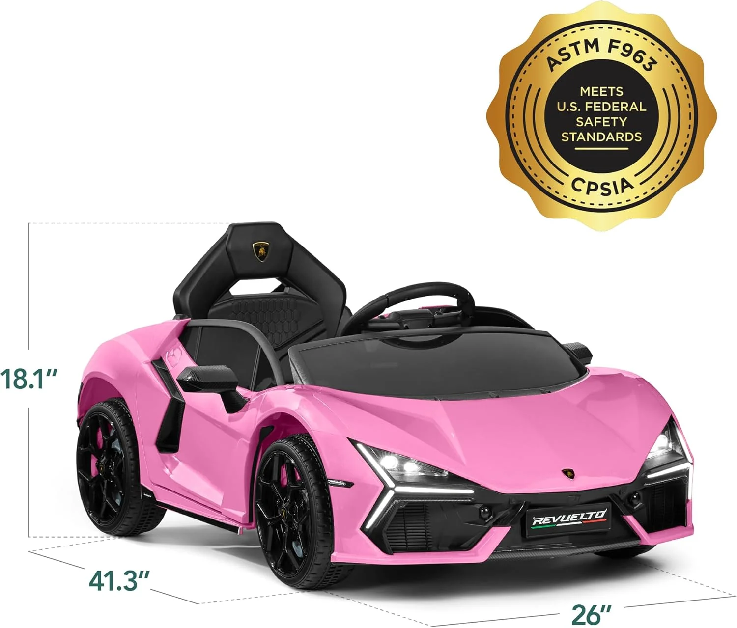 ماشین بازی سواری لامبورگینی روئلتو برقی 12 ولت برای کودکان با ظرفیت وزنی 30 کیلوگرم، کنترل والدین، بلوتوث - صورتی ماشین بازی سواری لامبورگینی روئلتو برقی 12 ولت برای کودکان با ظرفیت وزنی 30 کیلوگرم، کنترل والدین، بلوتوث - صورتی