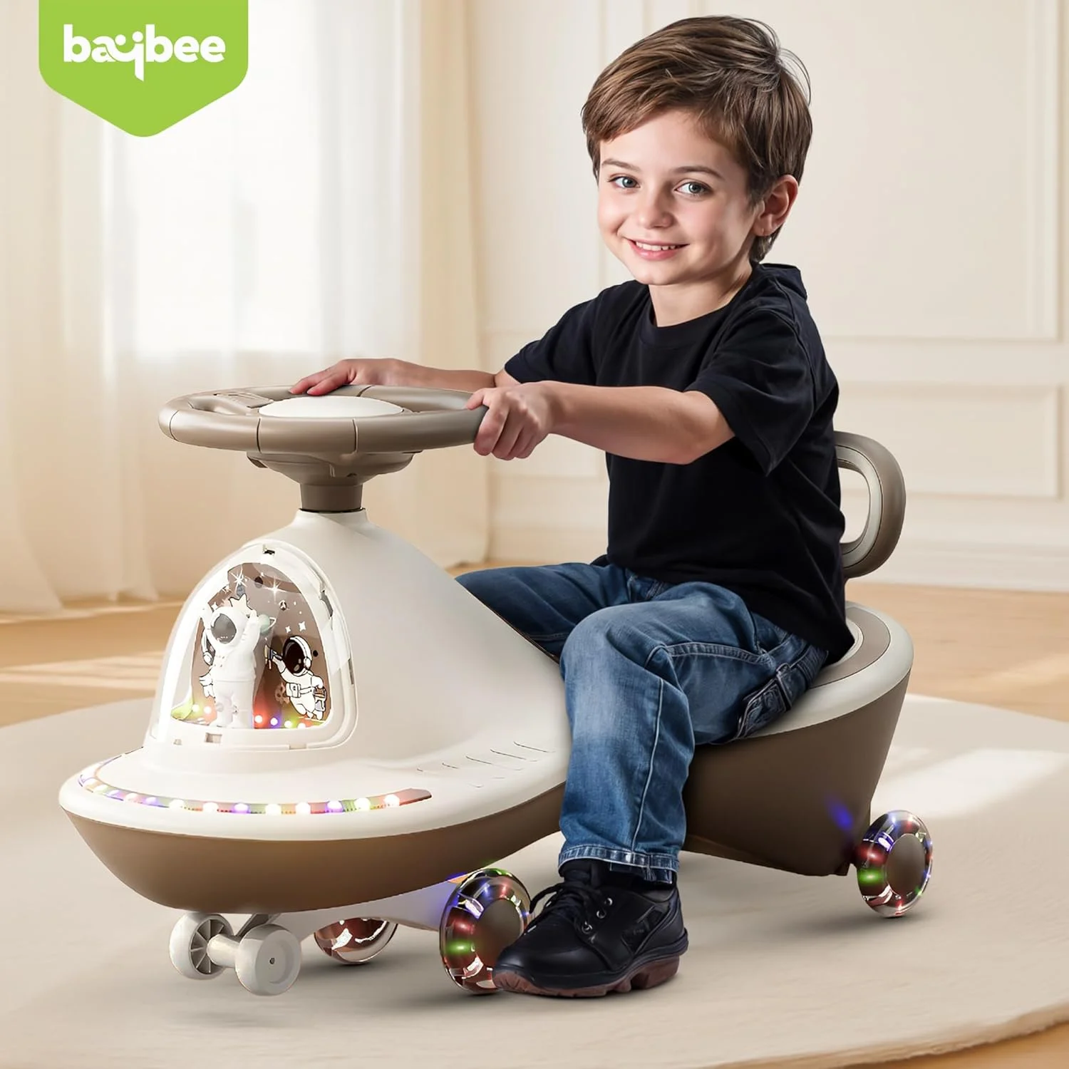 ماشین بازی کودک Baybee Astro، ماشین چرخان جادویی با چرخ های PU LED، موزیک و پشتی | اسباب بازی هل دادنی کودک | ماشین های کودک نوپا برای کودکان 3 تا 8 سال دختر و پسر (قهوه ای) ماشین بازی کودک Baybee Astro، ماشین چرخان جادویی با چرخ های PU LED، موزیک و پشتی | اسباب بازی هل دادنی کودک | ماشین های کودک نوپا برای کودکان 3 تا 8 سال دختر و پسر (قهوه ای)