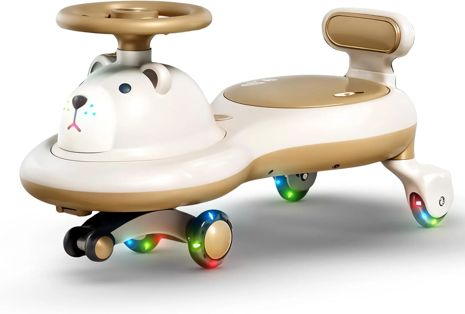 ماشین بازی کودک Baybee، ماشین چرخشی برای کودکان، ماشین ویگل توئیستر کودک با چرخ های ال ای دی PU، موزیک | ماشین بازی فشاری برای پسران و دختران نوپا برای رانندگی 3 تا 8 سال (بژ)