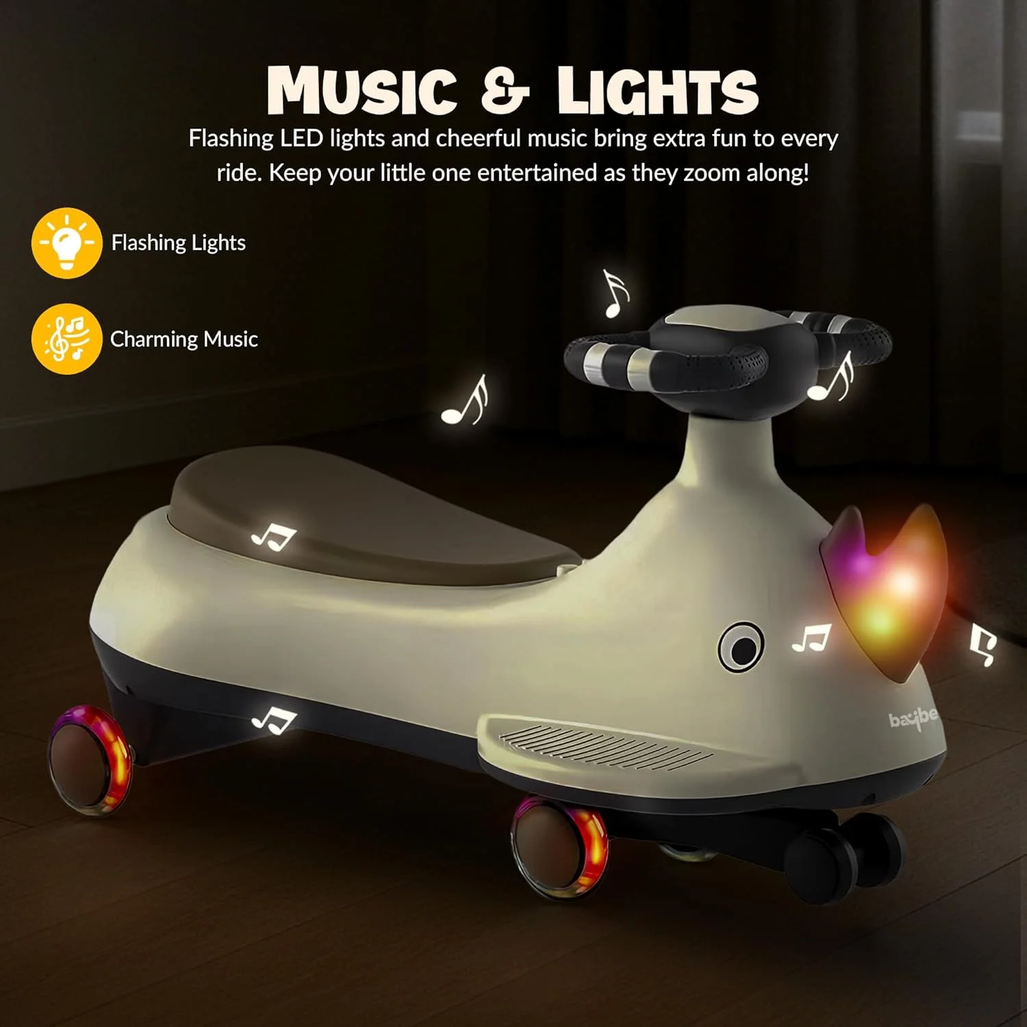 ماشین بازی کودک بایبی رینو با چرخهای چراغدار پلییورتان، موزیکال | ماشین بازی فشاری برای کودک | ماشین توئیستر جادویی برای کودکان 3 تا 8 سال (بژ) ماشین بازی کودک بایبی رینو با چرخهای چراغدار پلییورتان، موزیکال | ماشین بازی فشاری برای کودک | ماشین توئیستر جادویی برای کودکان 3 تا 8 سال (بژ)