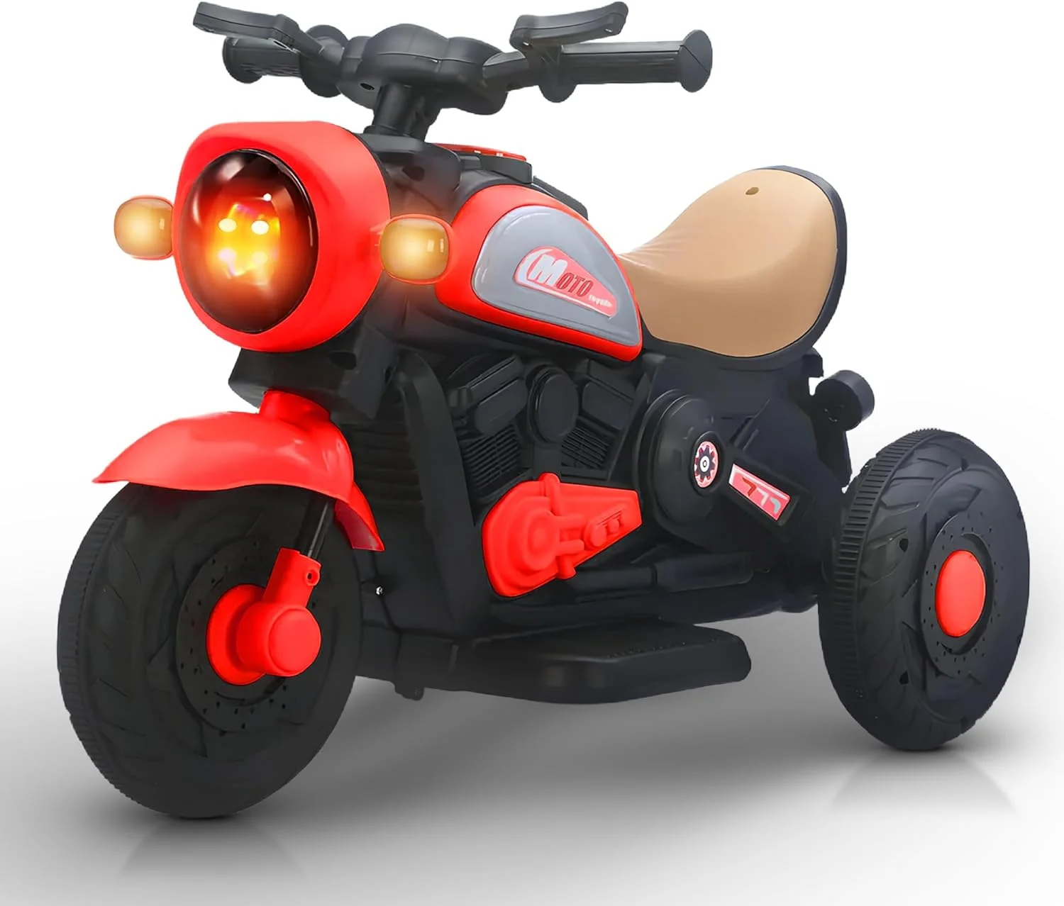 موتور سیکلت باتری خور کودک Baybee، اسباب بازی سواری با نور و موسیقی | موتور برقی شارژی کودک نوپا مناسب برای پسران و دختران 1 تا 4 سال (قرمز)