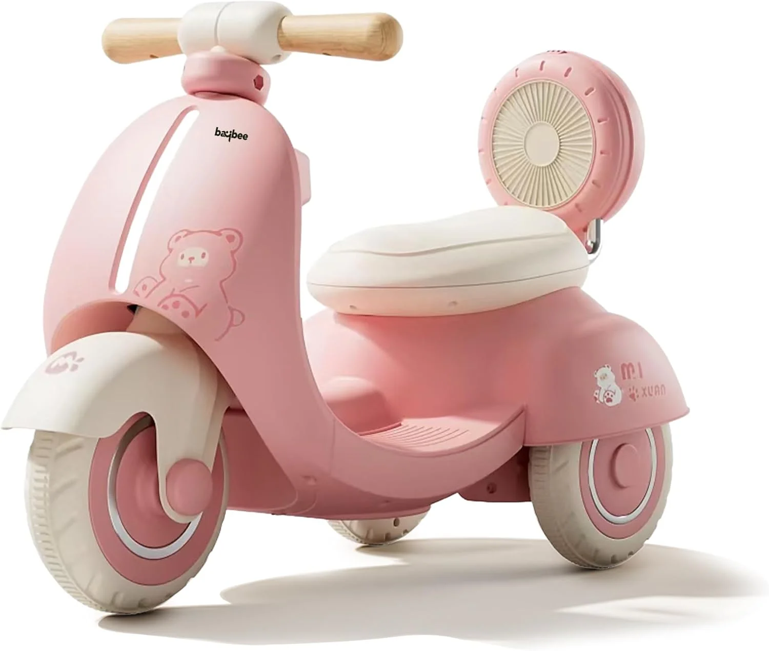موتور شارژی کودک Baybee Teddio، اسکوتر برقی کودک با چراغ و موزیک | موتور سیکلت شارژی کودک | موتور سواری برای کودکان 1 تا 3 سال (صورتی)