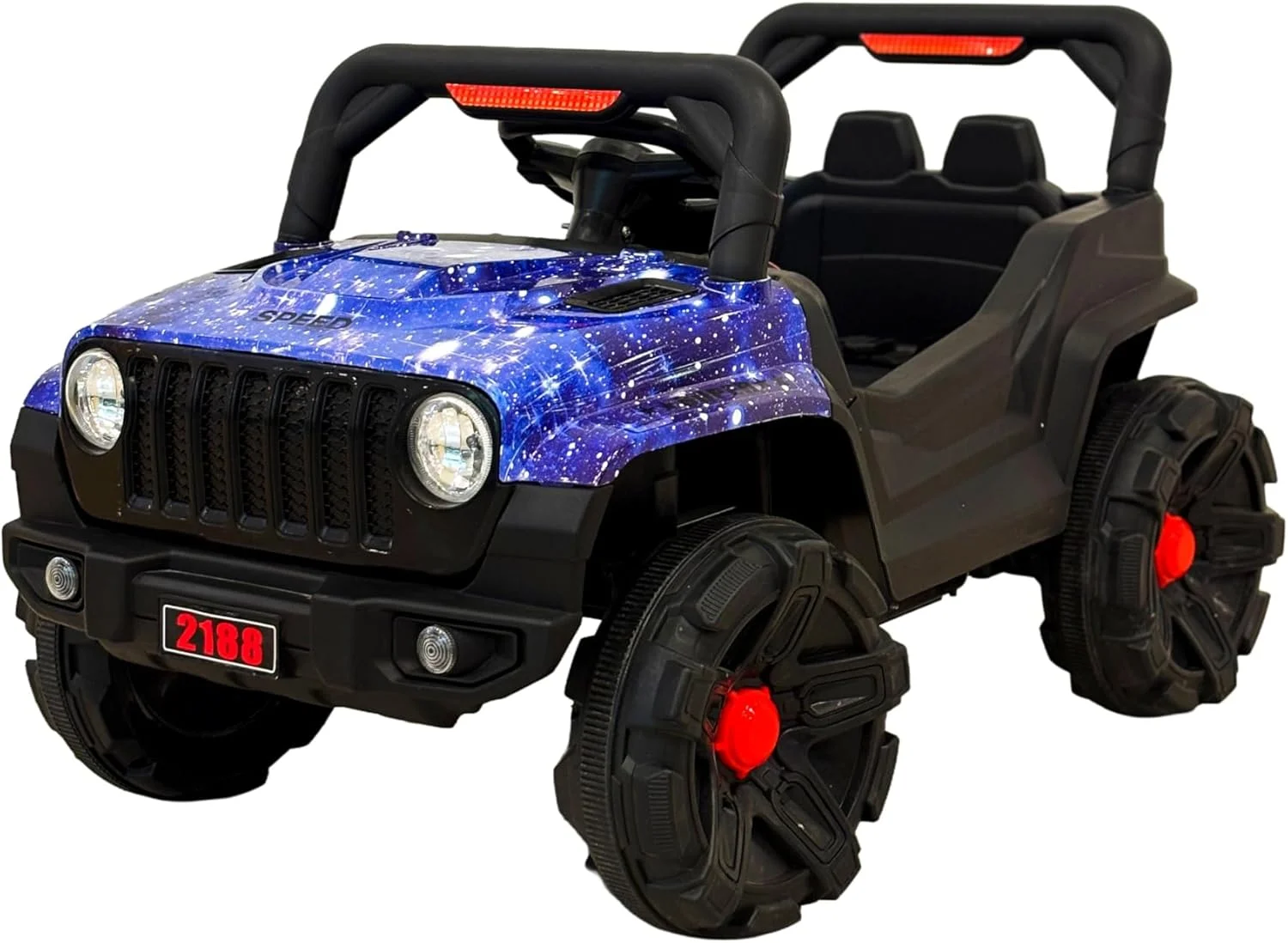 ماشین بازی کودکانه دو موتوره وی‌ال‌آرای مدل موتور سیکلت، پدال دار، کنترل از راه دور مناسب ۲.۵ تا ۵ سال (آبی روشن)