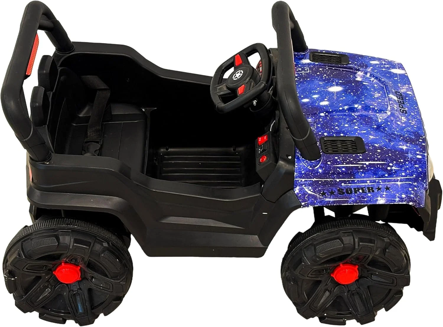 ماشین بازی کودکانه دو موتوره وی‌ال‌آرای مدل موتور سیکلت، پدال دار، کنترل از راه دور مناسب ۲.۵ تا ۵ سال (آبی روشن)