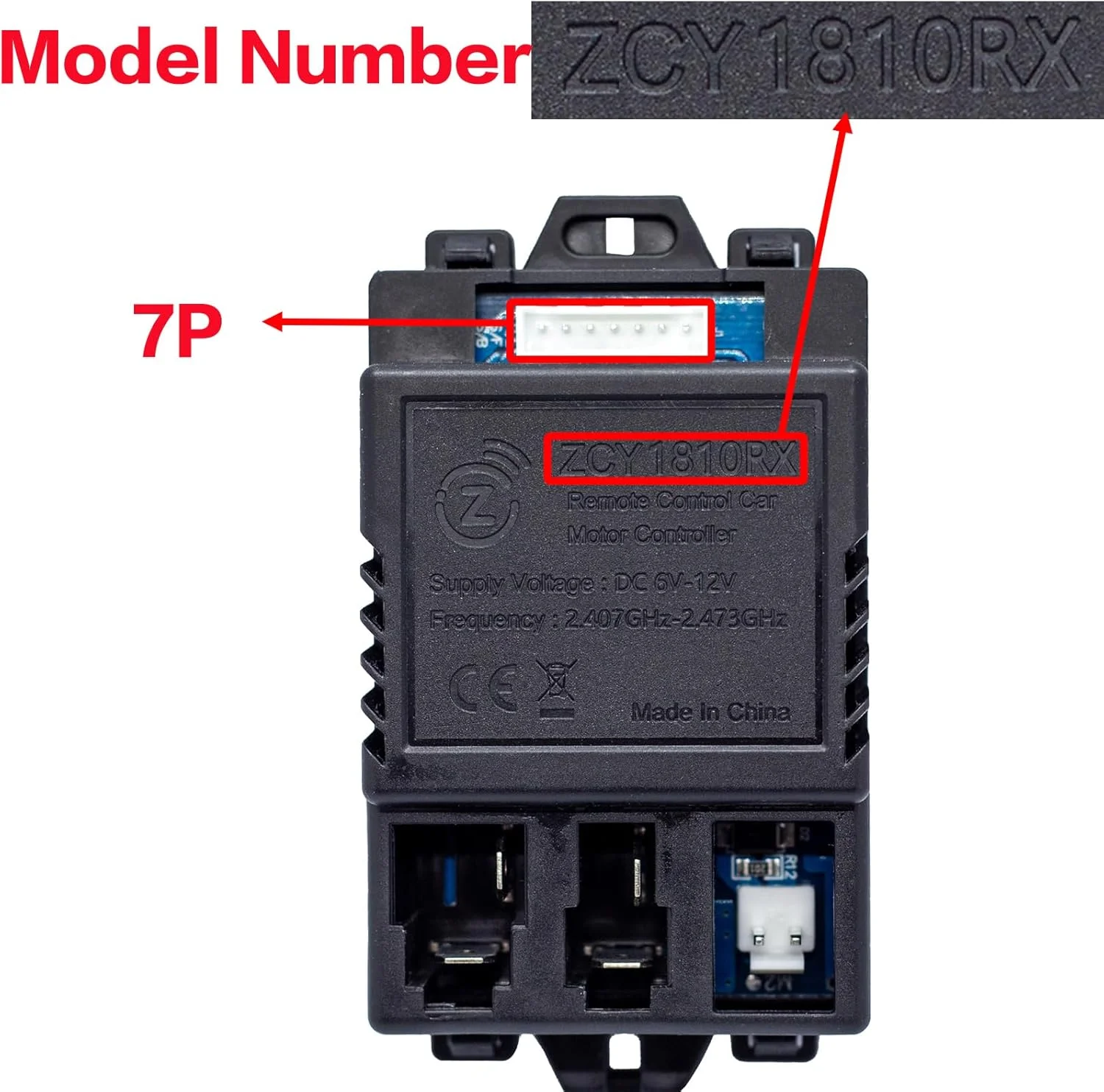 سوکت 7 پین ZCY1810RX مناسب ماشین های سواری کنترلی کودکان، کیت کنترل از راه دور بلوتوثی 2.4G به همراه گیرنده، لوازم جانبی کنترلر، قطعات ماشین های الکتریکی سواری کودکان