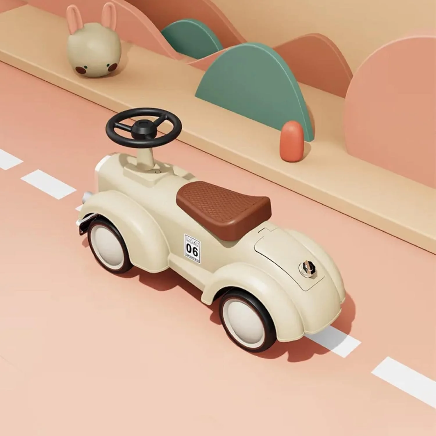 ماشین بازی کودک مدل وینتیج 06، سه حالته: هل دادنی، سواری و واکر، مناسب کودکان 1 تا 3 سال (سبز)