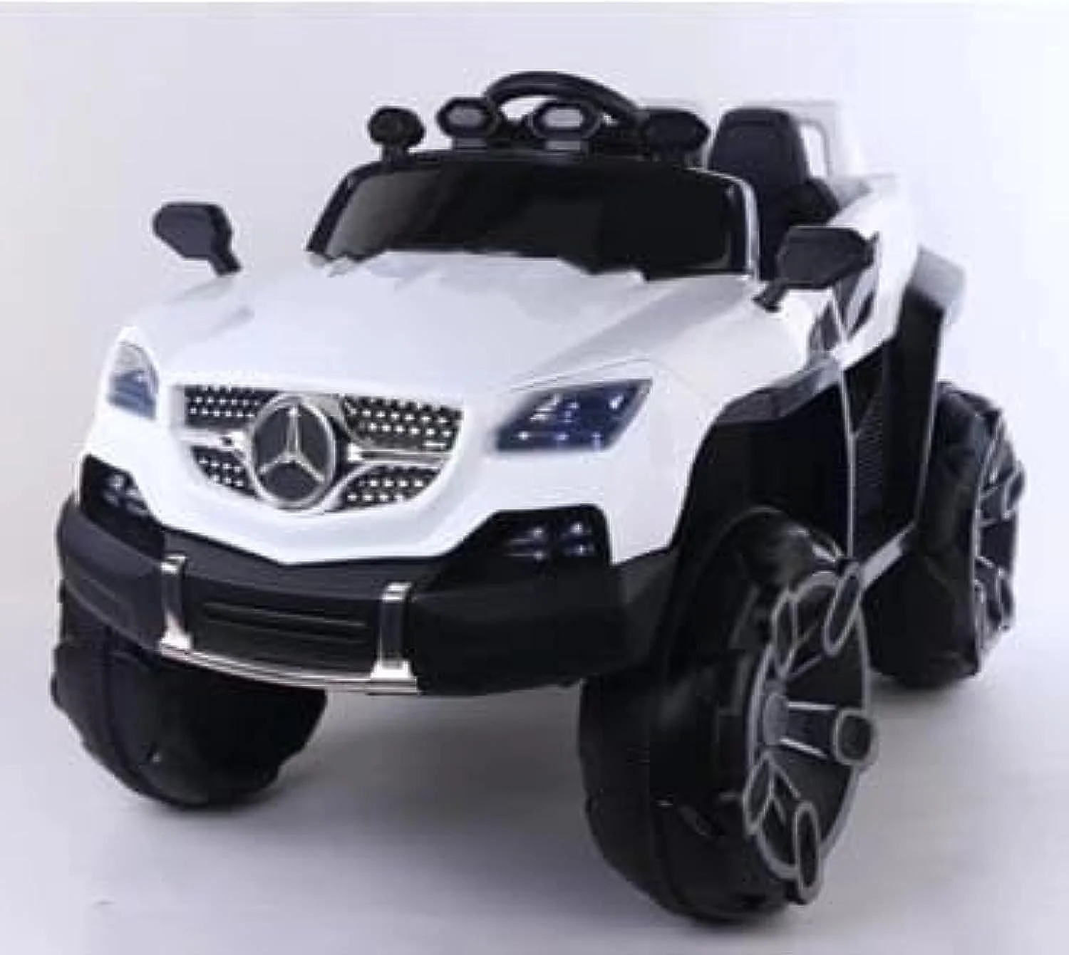 ماشین بازی مرسدس بنز دارای مجوز برای کودکان/ماشین برقی کودک ماشین شارژی با چراغ، بلوتوث، USB، موسیقی | ماشین باطری خور برای کودکان پسر دختر (بنز 4x4 سفید)