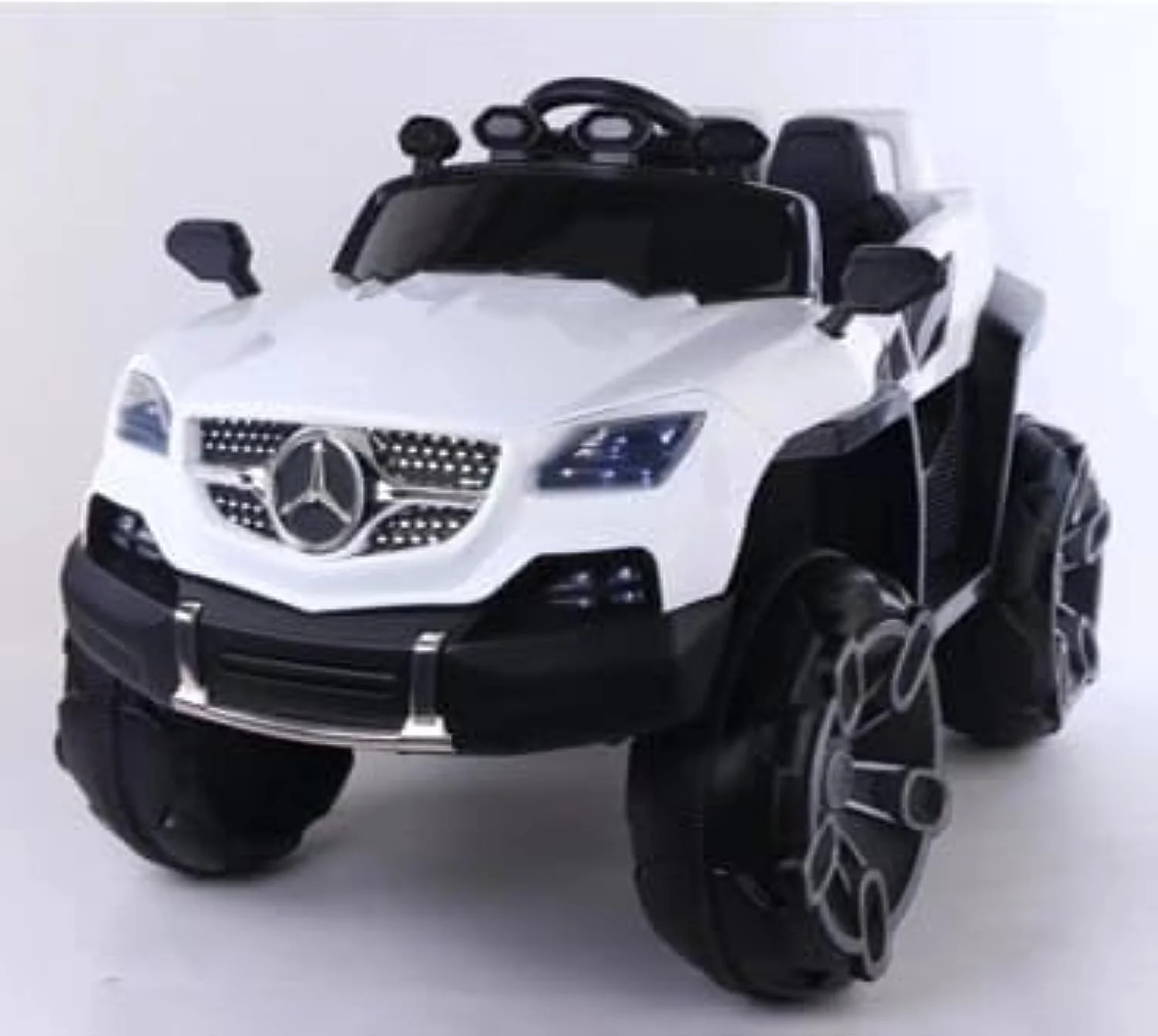 ماشین بازی مرسدس بنز دارای مجوز برای کودکان/ماشین برقی کودک ماشین شارژی با چراغ، بلوتوث، USB، موسیقی | ماشین باطری خور برای کودکان پسر دختر (بنز 4x4 سفید)