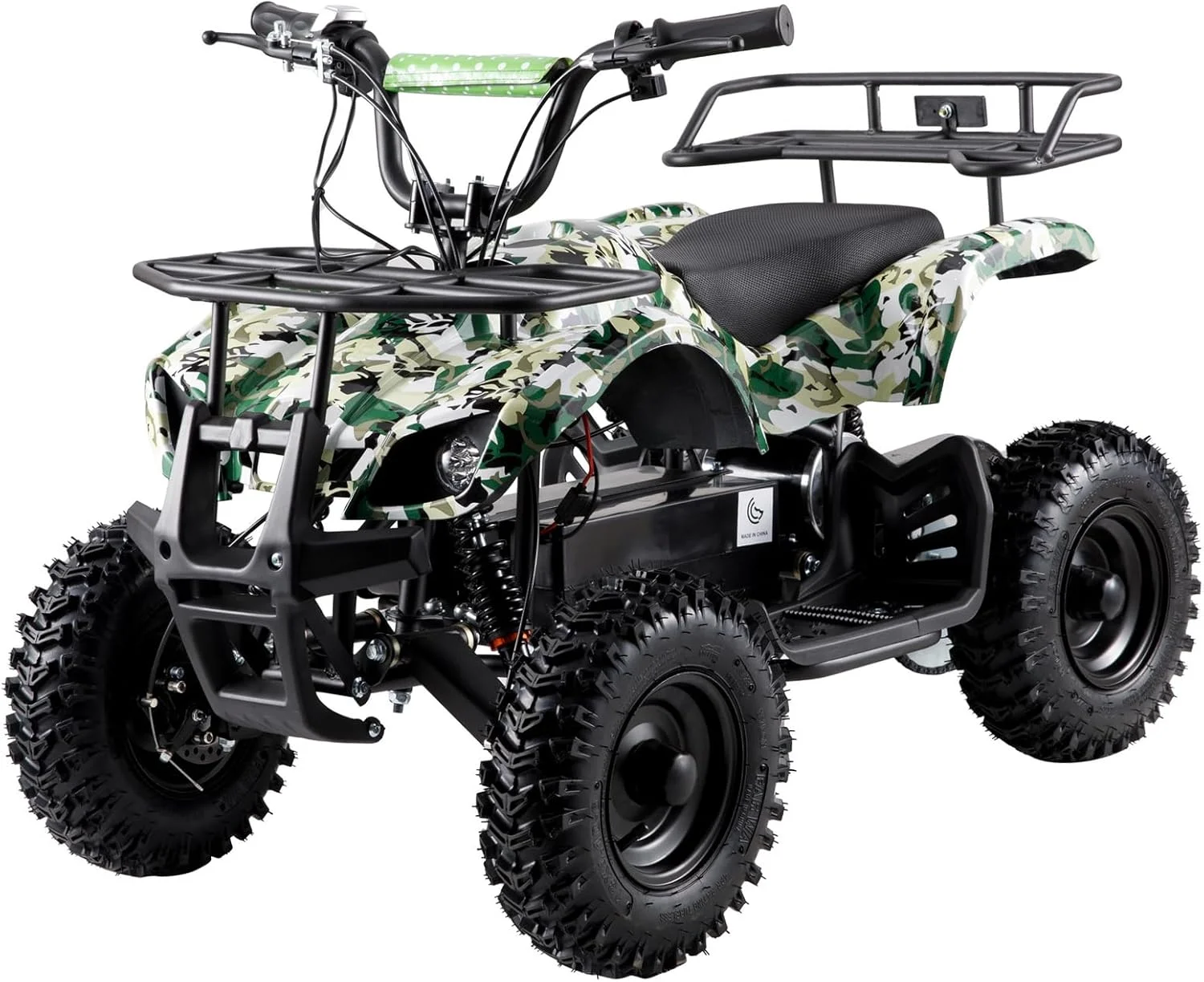 موتور چهار چرخ کودکانه مدل ATV Quad Bike با سیستم تعلیق، ماشین های موتوری، کامیون برقی، اسباب بازی سواری با چراغ های LED (سبز)
