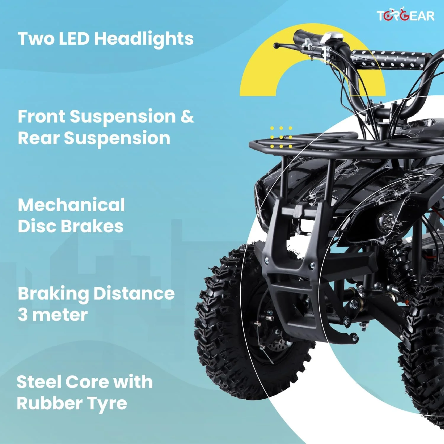 موتور چهار چرخ کودکانه مدل ATV Quad Bike با سیستم تعلیق، ماشین های موتوری، کامیون برقی، اسباب بازی سواری با چراغ های LED (سبز)