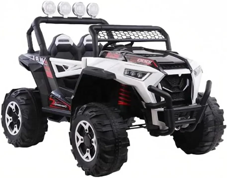 ماشین بازی کودکانه TechPus-12V مدل Jeep Ride On Wrath، ماشین جیپ برقی کودکانه | ماشین جیپ کودک با بلوتوث، USB، موسیقی | ماشین بازی کودکانه مناسب رنج سنی 2 تا 6 سال، پسران و دختران (سفید)