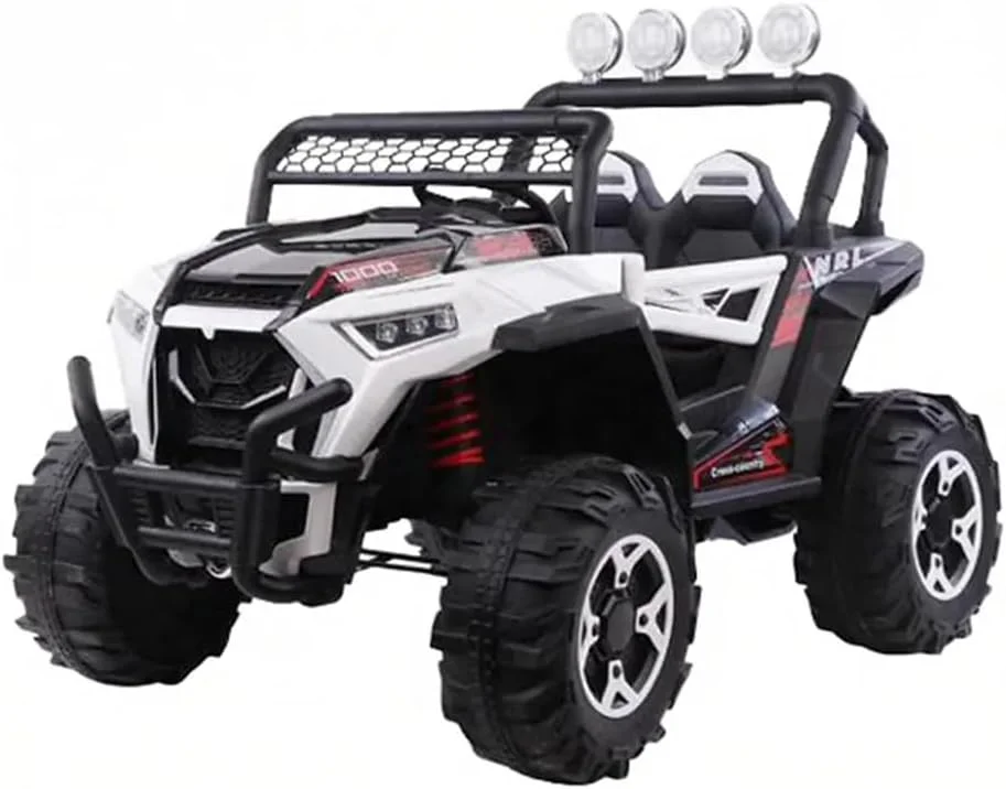 ماشین بازی کودکانه TechPus-12V مدل Jeep Ride On Wrath، ماشین جیپ برقی کودکانه | ماشین جیپ کودک با بلوتوث، USB، موسیقی | ماشین بازی کودکانه مناسب رنج سنی 2 تا 6 سال، پسران و دختران (سفید)