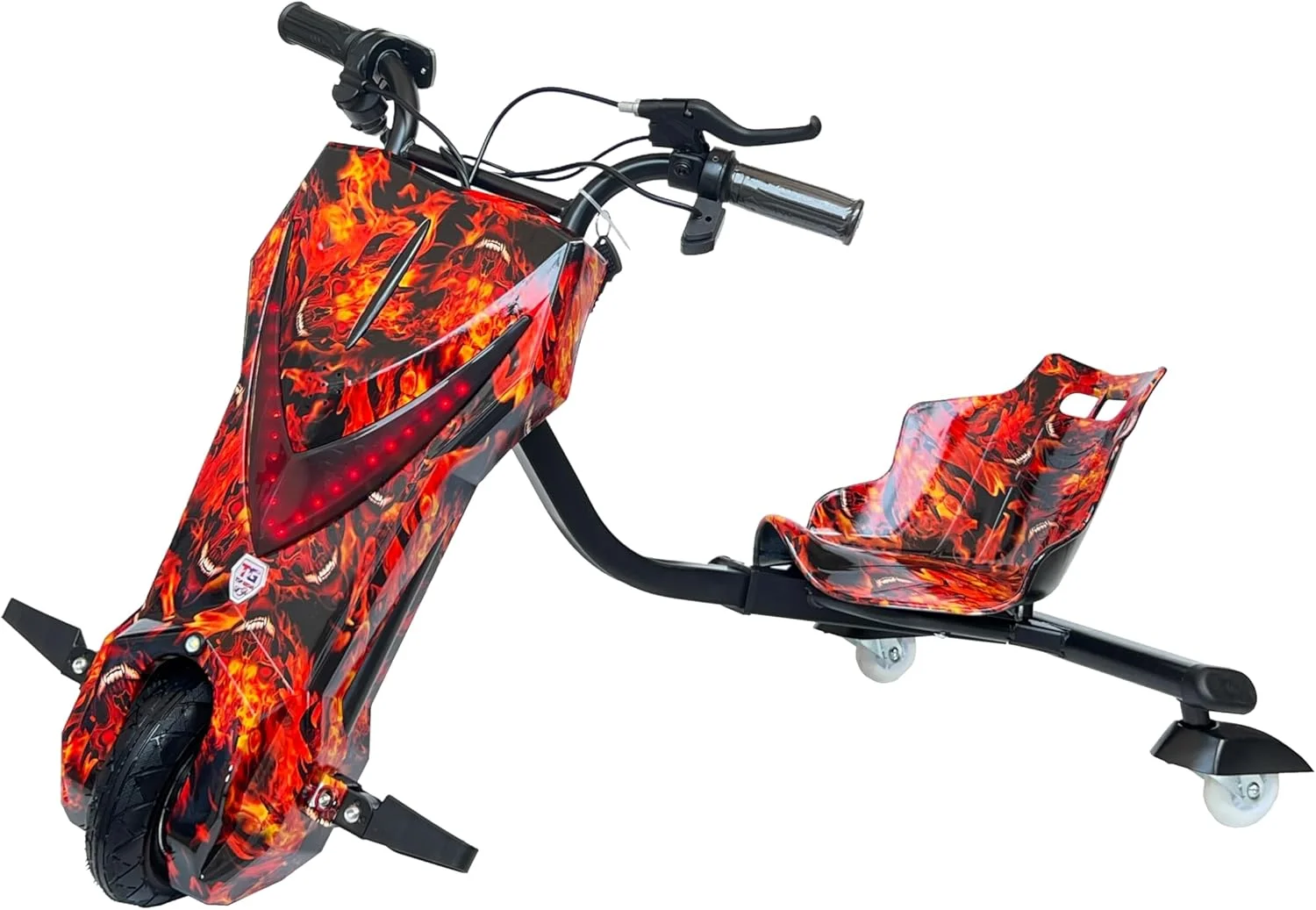 اسکوتر دریفت ماشین بازی کودکانه 24، باطری 24 ولت، ظرفیت وزنی تا 80 کیلوگرم، چرخ های PU، شتاب دهنده دستی، بلوتوث، چراغ (100% مونتاژ شده، قرمز)