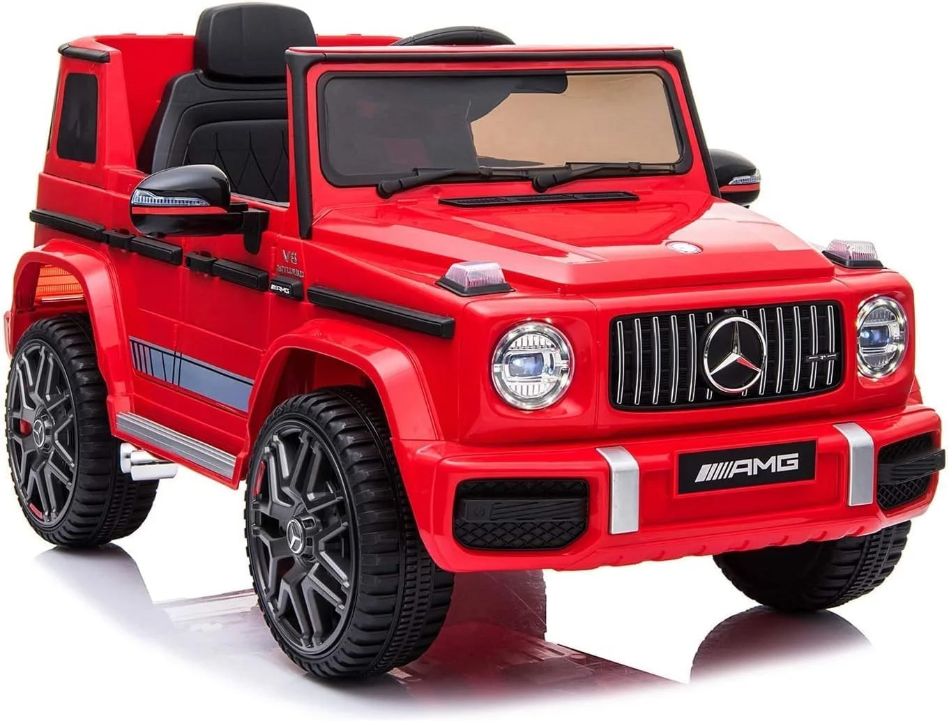 ماشین برقی، مرسدس بنز AMG G63 دارای مجوز، ماشین سواری 6V4AH با کنترل از راه دور برای کودکان، سنین 1-4 سال، قرمز (96x60x52)