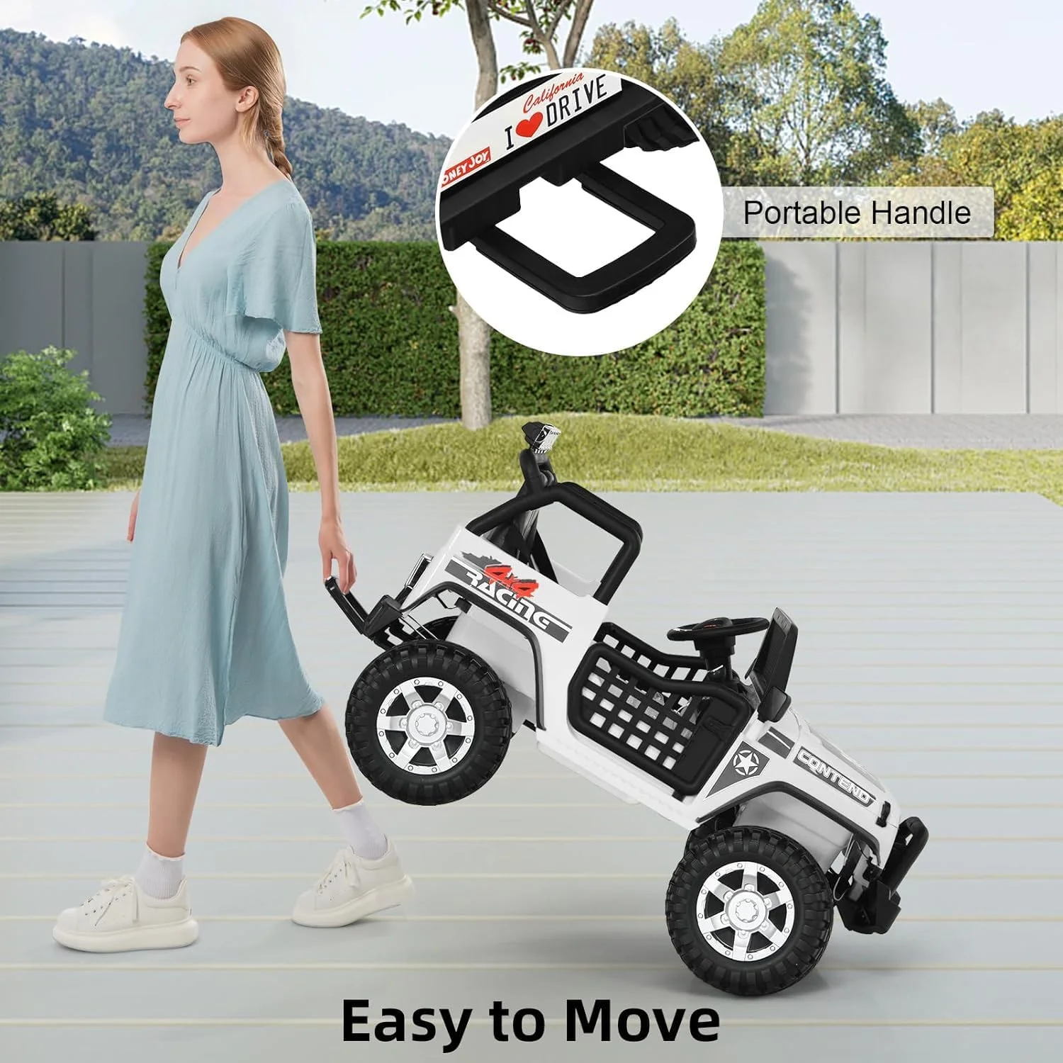 ماشین بازی کودکانه کامیون دو سرنشینه ۱۲ ولت ۷ آمپر با کنترل از راه دور والدین، اسباب بازی های برقی آفرود با سیستم تعلیق فنری، چراغ های LED، موسیقی (سفید)