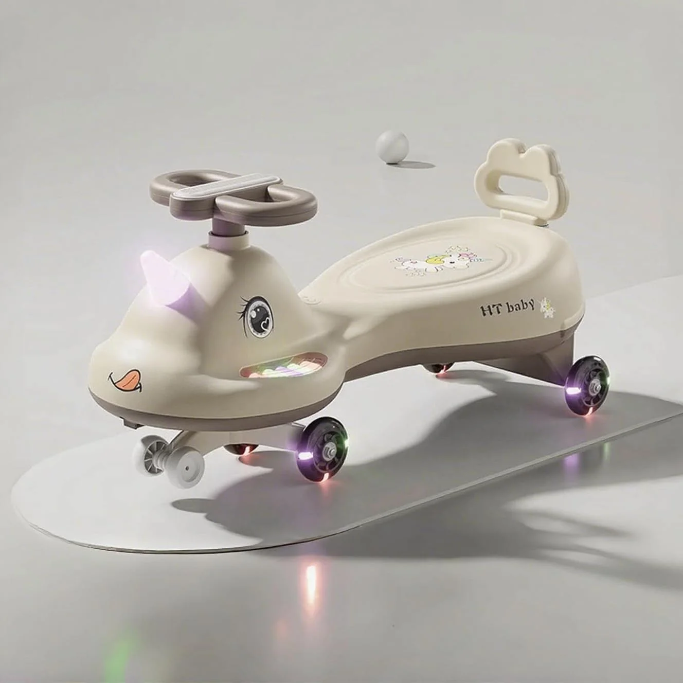 ماشین بازی چرخشی کودکان SKY-TOUCH با چرخ های LED، چراغ و موسیقی، کنترل چرخشی، چرخشی و تاب خوردن، ماشین الاکلنگی بادوام، اسباب بازی سواری، مناسب برای پسران و دختران 3 سال به بالا، هدیه تولد کودک