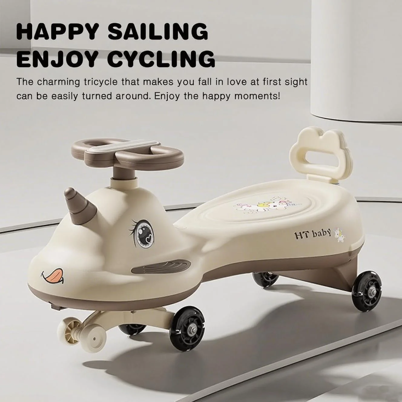 ماشین بازی چرخشی کودکان SKY-TOUCH با چرخ های LED، چراغ و موسیقی، کنترل چرخشی، چرخشی و تاب خوردن، ماشین الاکلنگی بادوام، اسباب بازی سواری، مناسب برای پسران و دختران 3 سال به بالا، هدیه تولد کودک