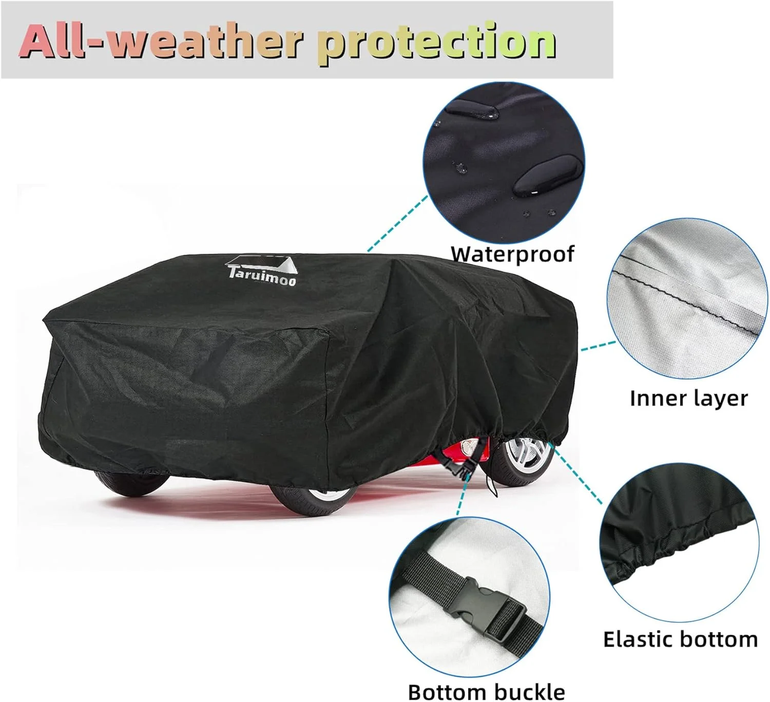 روکش ماشین بازی کودک، روکش ضد آب سنگین برای ماشین های چرخدار برقی کودکان - مناسب برای اندازه های مختلف (طول 132cm x عرض 71cm x ارتفاع 61cm) (مدل سدان)