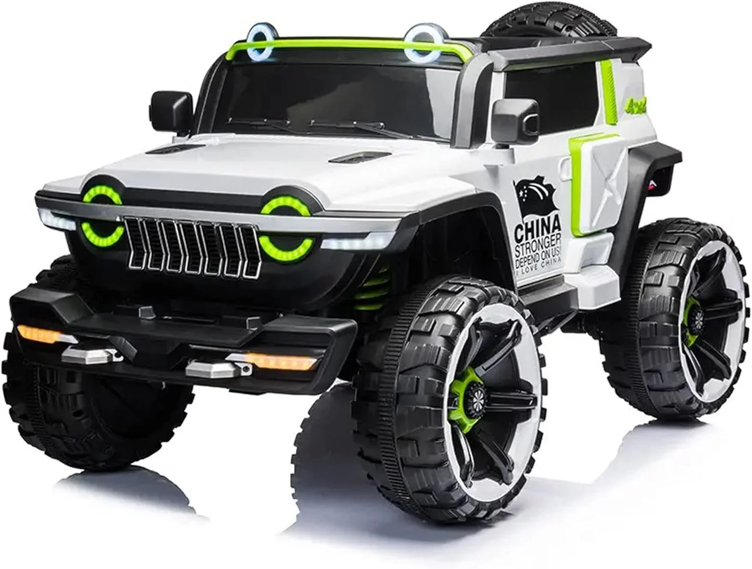 ماشین بازی کودک دو سرنشینه مدل جیپ WN-1166، 12 ولت 10 آمپر، صندلی چرمی، تایر EVA (سفید)