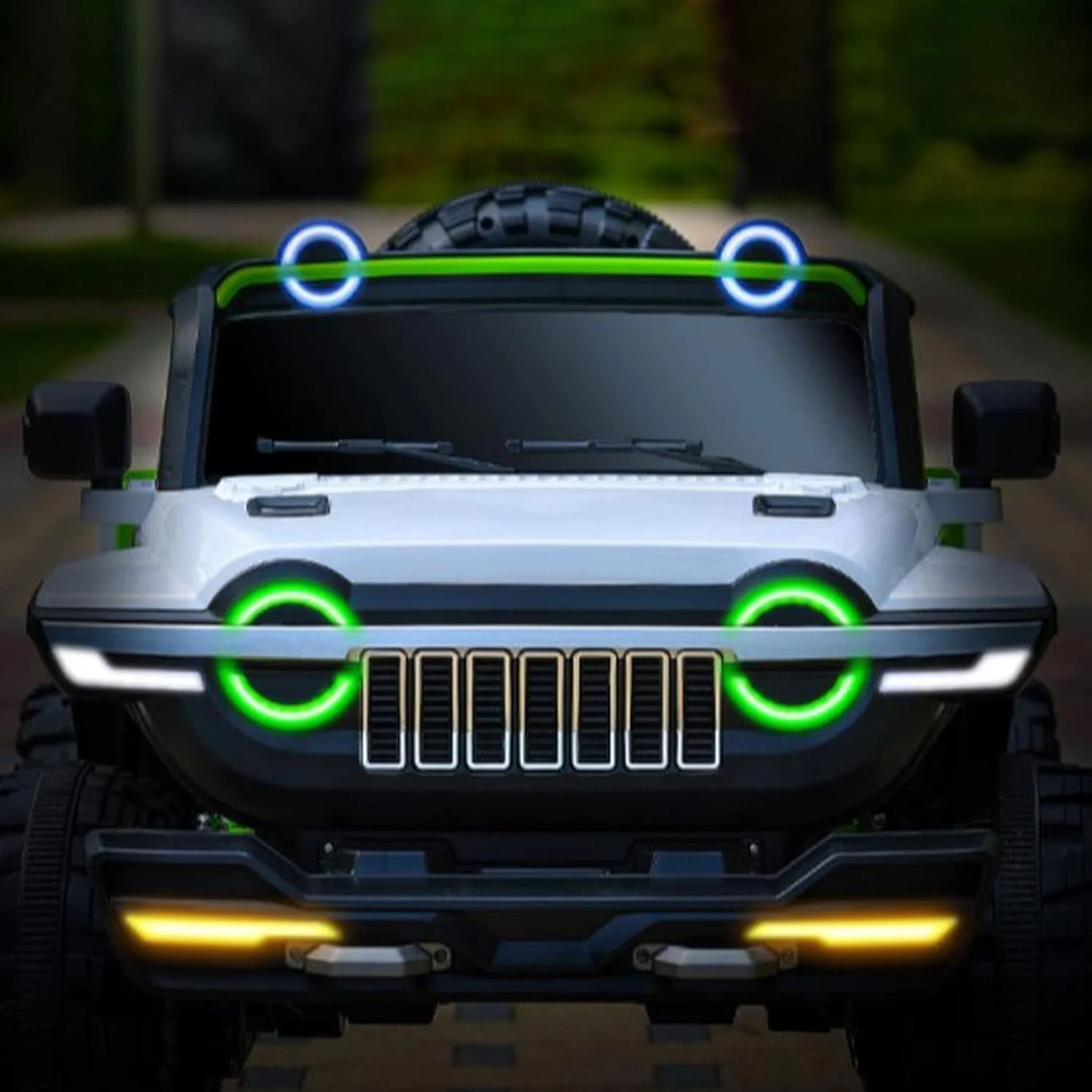 ماشین بازی کودک دو سرنشینه مدل جیپ WN-1166، 12 ولت 10 آمپر، صندلی چرمی، تایر EVA (سفید)