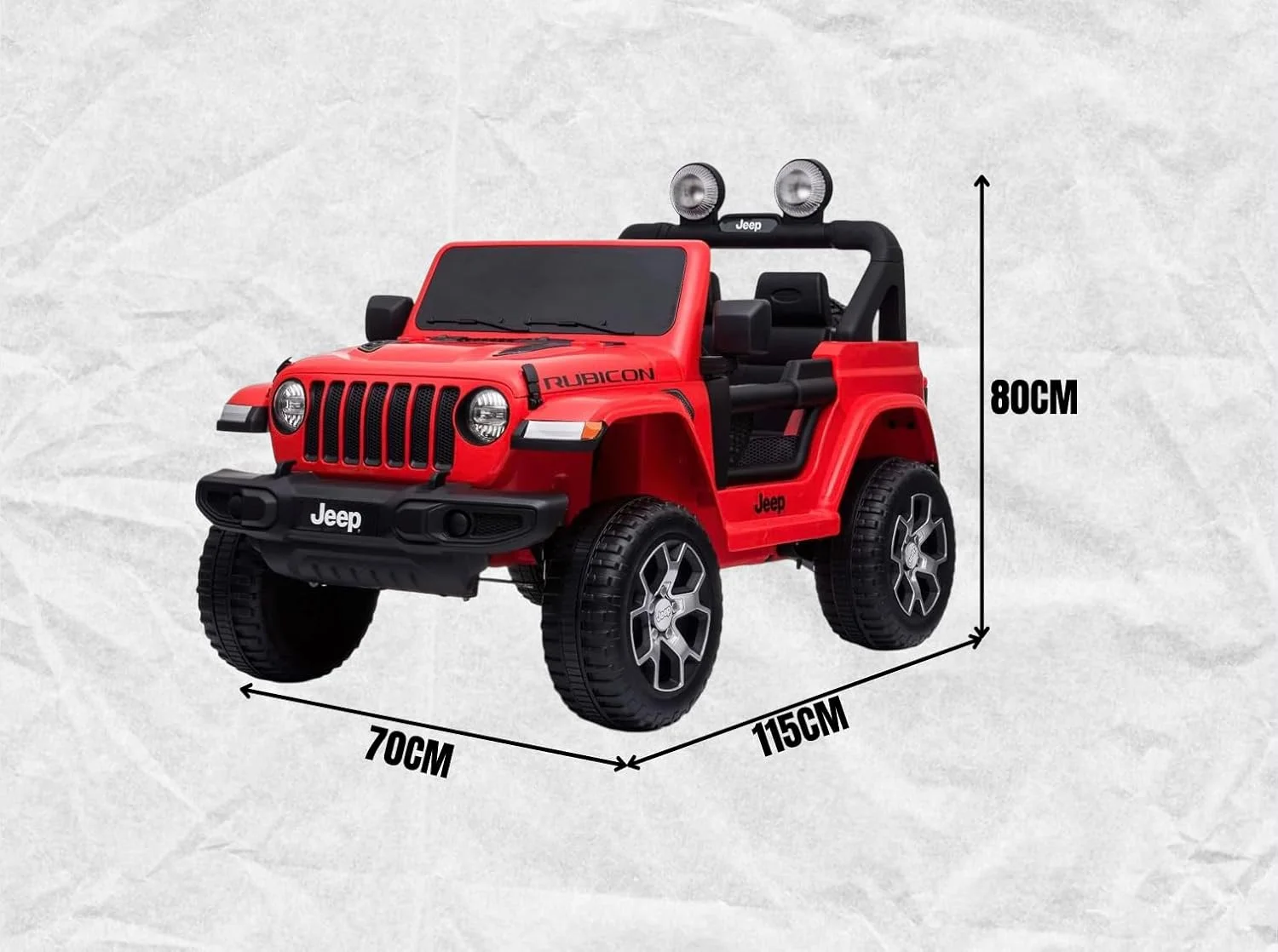 دوچرخه رالی برقی (جیپ)، ماشین برقی کودک، ماشین سواری، باتری 12 ولت 10 آمپر، 4 موتور، سنین پیشنهادی 3 تا 7 سال، صندلی چرمی، لاستیک های EVA، موسیقی، MP3، USB (قرمز)