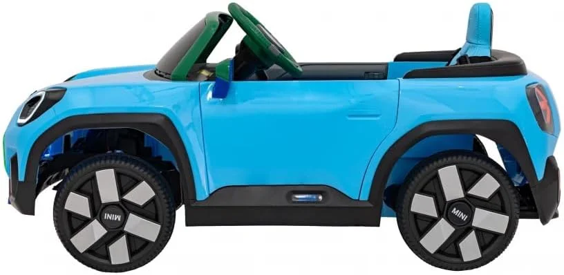 ماشین برقی کودکانه مدل رالی (مینی)، ماشین سواری، باتری 12 ولت 7 آمپر، 4 موتور، مناسب برای سنین 3 تا 7 سال، صندلی چرمی، لاستیک EVA، موزیک، MP3، USB (آبی)
