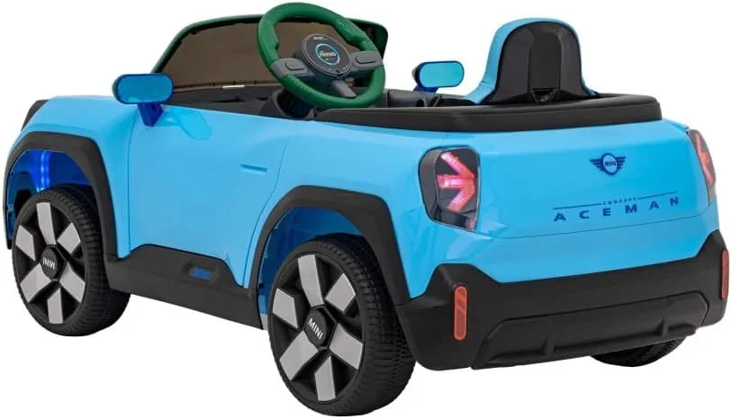 ماشین برقی کودکانه مدل رالی (مینی)، ماشین سواری، باتری 12 ولت 7 آمپر، 4 موتور، مناسب برای سنین 3 تا 7 سال، صندلی چرمی، لاستیک EVA، موزیک، MP3، USB (آبی)