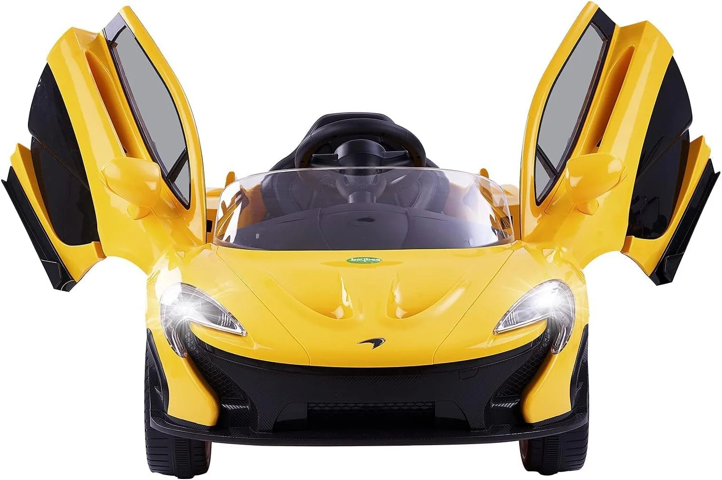 ماشین بازی کودک مدل McLaren دارای مجوز رسمی Baybee، ماشین شارژی کودک با 2 باتری الکتریکی 6 ولت برای کودکان پسر و دختر 2 تا 5 سال (زرد سلطنتی)