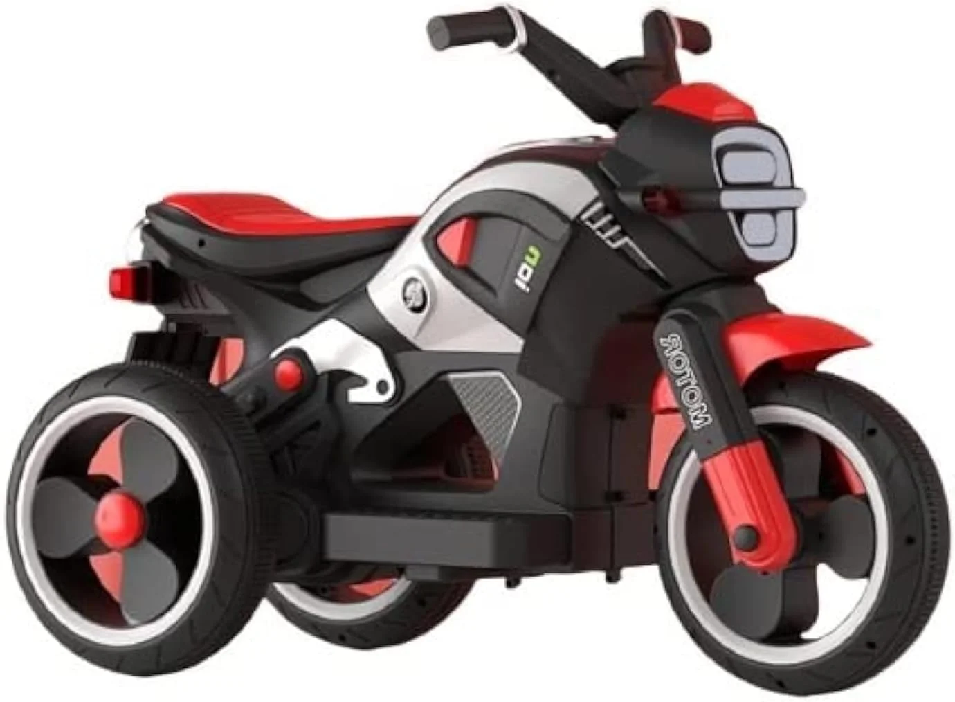 موتور بازی کودکانه مدل جدید NTECH با چراغ موزیکال، 3 چرخ، باتری قابل شارژ، مناسب کودکان 2 تا 7 سال (قرمز)