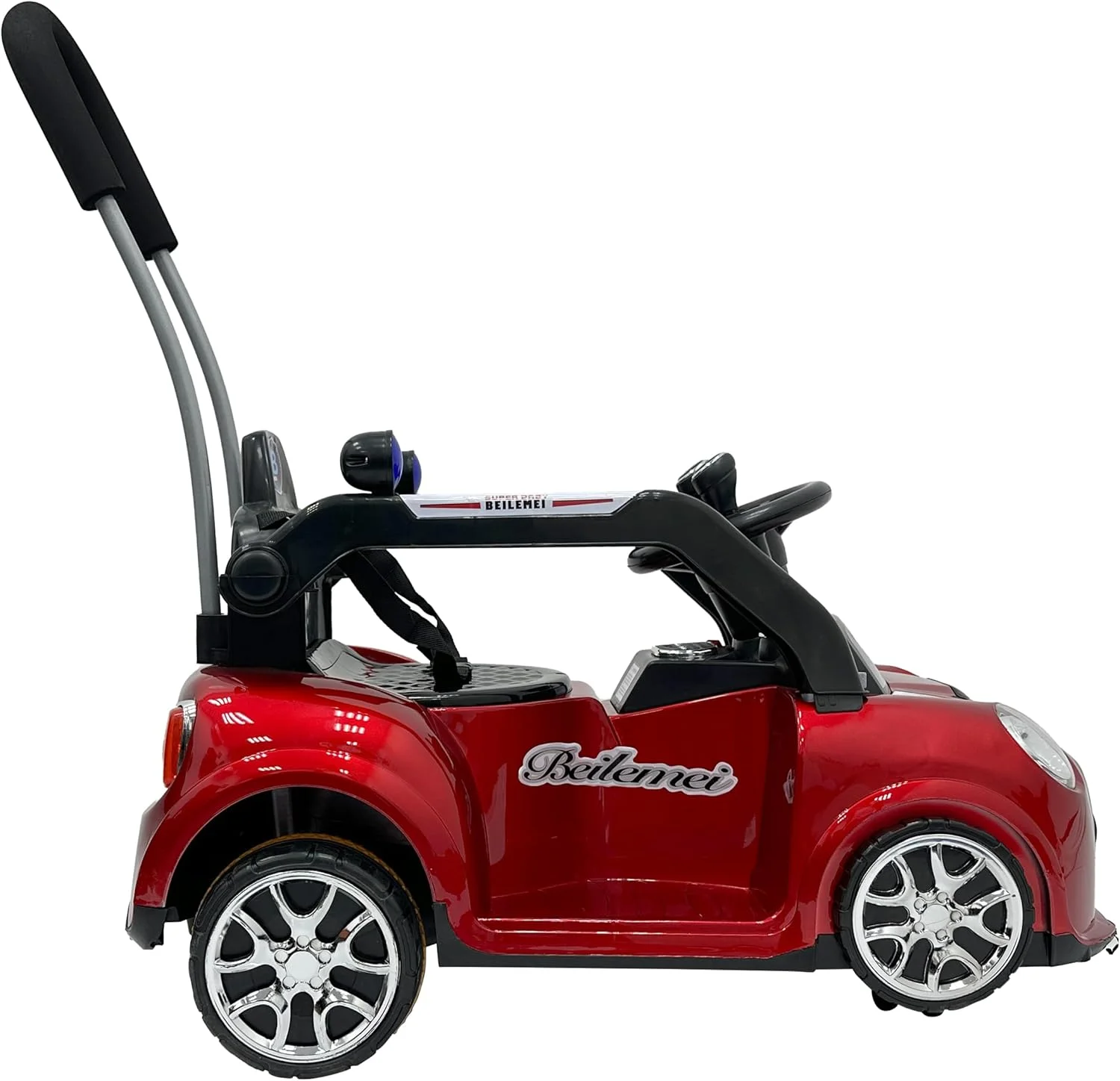 ماشین بازی کودک مدل LB 1088، ماشین الکتریکی با جوی استیک، موزیک، چراغ، دسته هل دهنده، هدیه برای پسران و دختران 1-3 ساله (100% مونتاژ شده، قرمز)