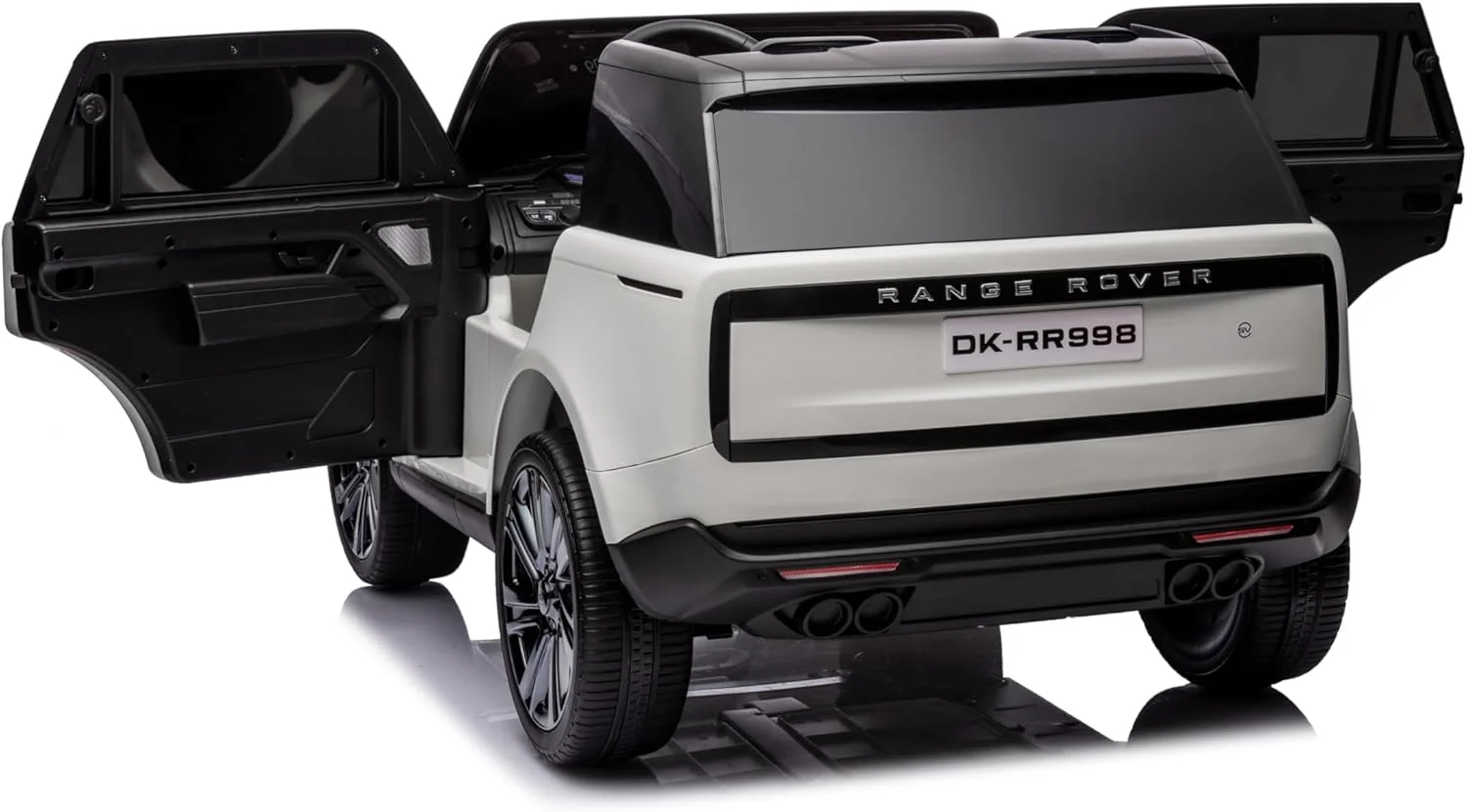 ماشین کودکانه شاسی بلند سواری قدرتی مدل LB 998EL مناسب کودکان 2 تا 7 سال، سواری برقی، باطری خور، چرخ های EVA، صندلی های چرمی با لاستیک های فنردار، ماشین کودک نوپا، پخش موسیقی MP3 (100% مونتاژ شده، سفید)