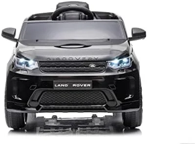 ماشین سواری الکتریکی دارای مجوز لندرور برای کودکان | شاسی بلند 12 ولتی با کنترل از راه دور، چراغ های LED، پخش کننده موسیقی و کمربند ایمنی | هدیه شیک برای پسران و دختران (مشکی)