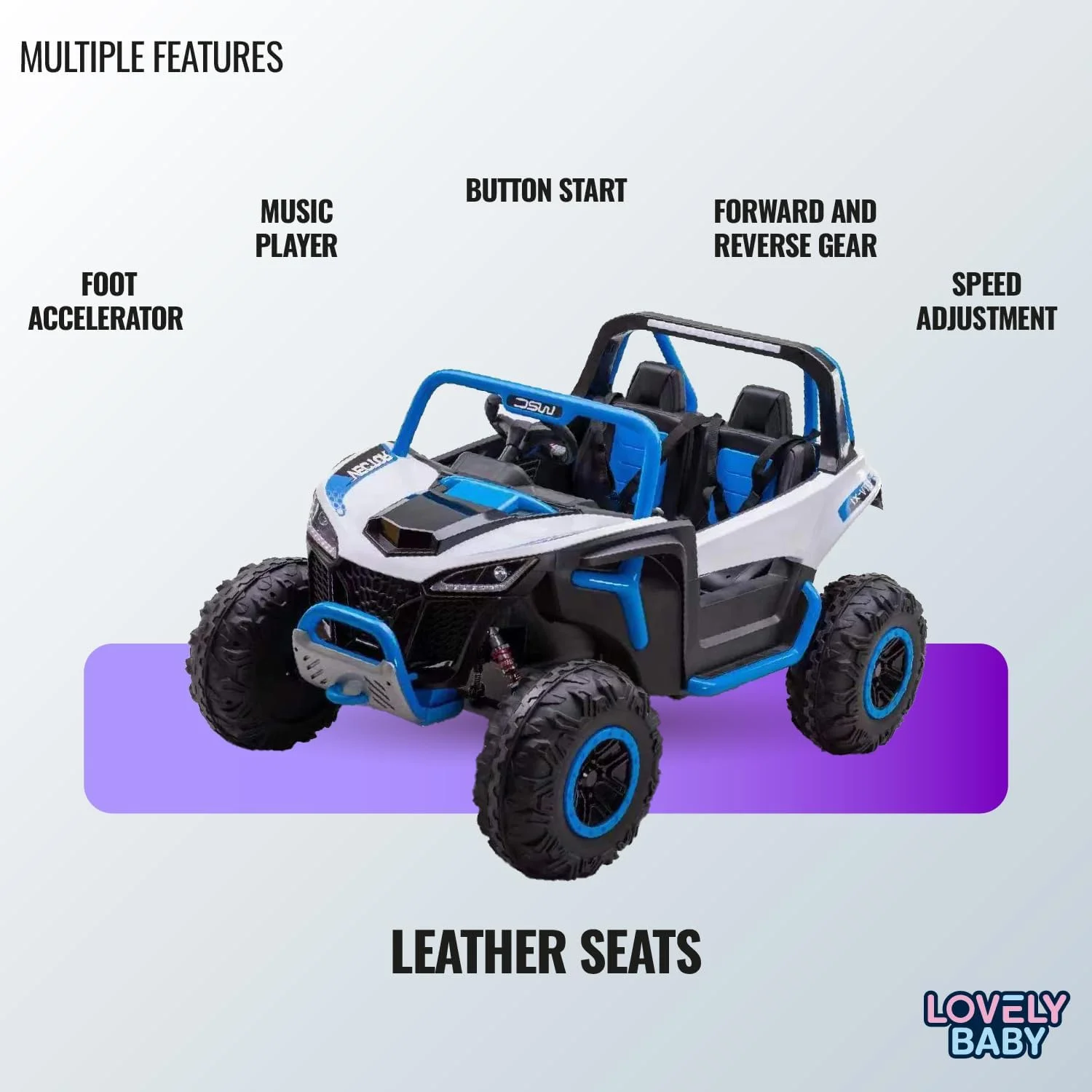 جیپ سواری کودکانه با باتری، مدل LB 788EL M4، ماشین سواری برقی پسرانه دخترانه، با چراغ های LED و پخش کننده موسیقی (سبز)