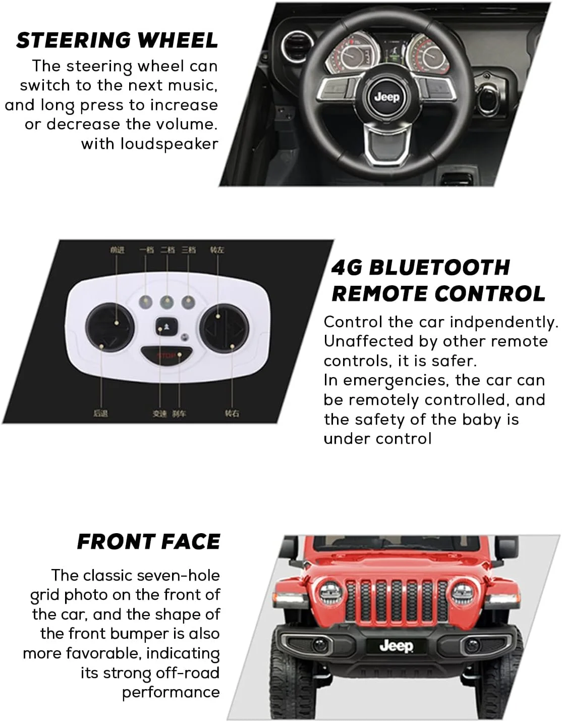 ماشین جیپ باتری خور کودک Baybee مدل Rubicon، دارای موزیک، USB و چراغ | ماشین بزرگ برقی کودک مناسب رنج سنی 2 تا 6 سال (قرمز)