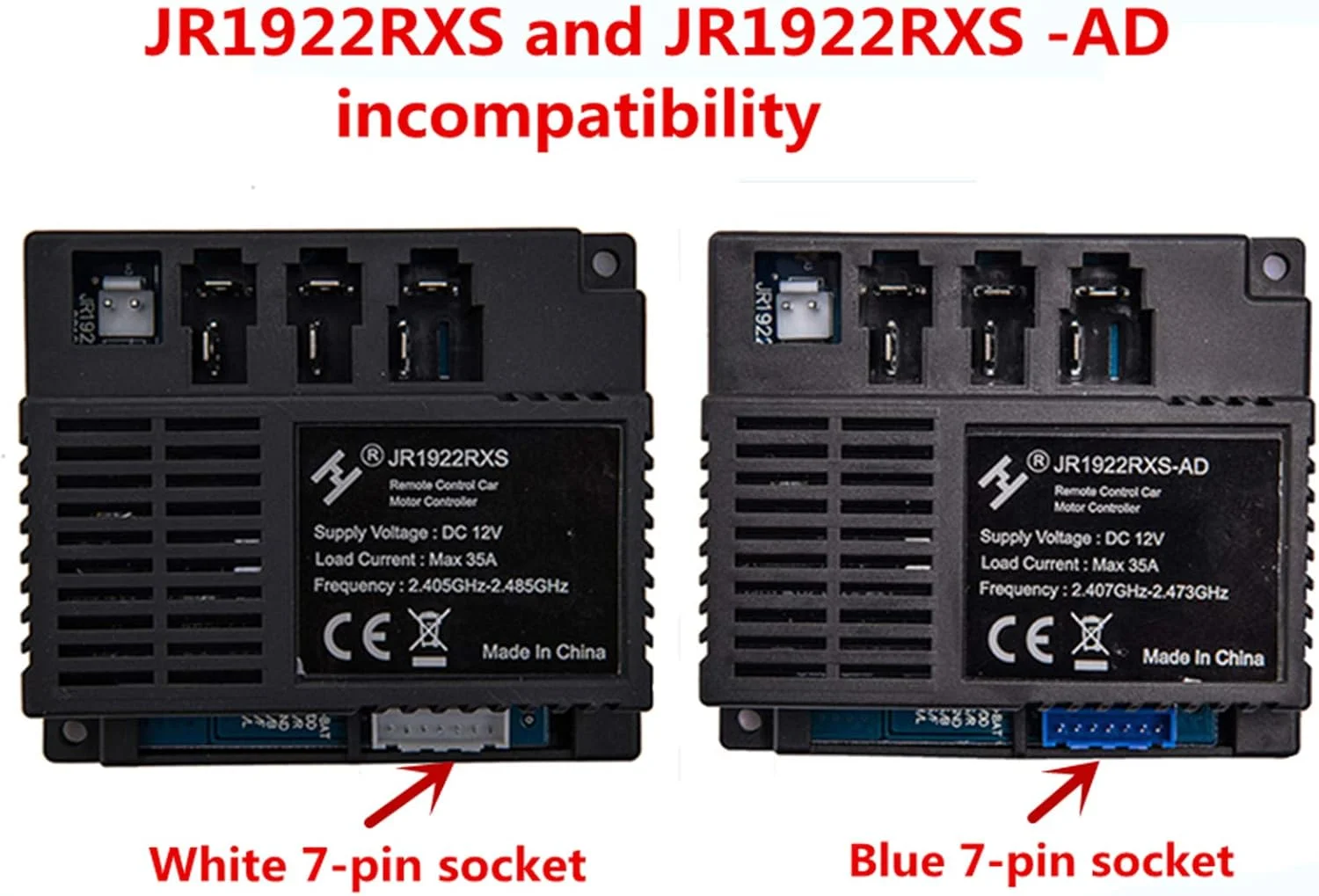 کیت کنترل از راه دور بلوتوثی 2.4G و گیرنده JR1922RXS-AD 12V مناسب ماشین های سواری شارژی کودکان به همراه لوازم جانبی جعبه کنترل جایگزین ماشین های الکتریکی کودکان