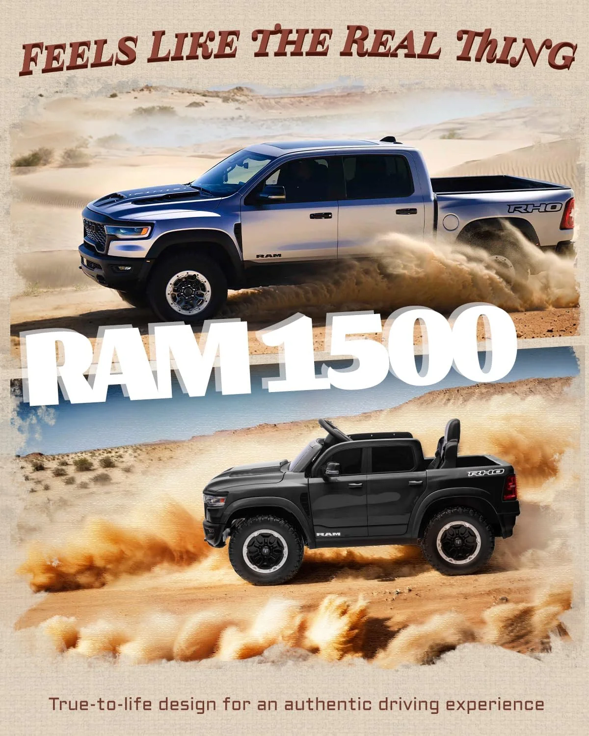 ماشین سواری کنترلی کودکانه رم ۱۵۰۰ Rho با مجوز رسمی، ماشین بازی با کنترل از راه دور والدین، ماشین الکتریکی کودکانه با شروع نرم، فضای ذخیره سازی قسمت بار، کمربند ایمنی سه نقطه ای، بلوتوث (مشکی)