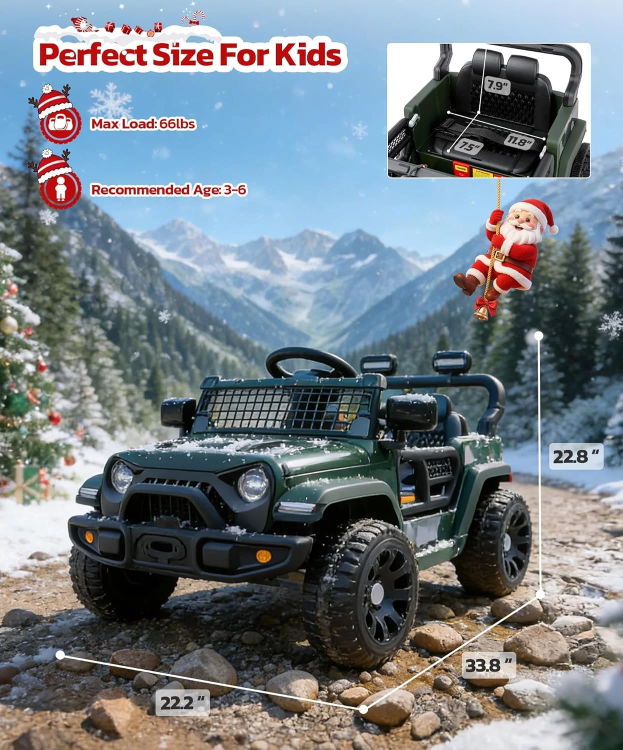 ماشین سواری کودک ELEMARA، اسباب بازی سواری بلوتوثی برای کودکان نوپا، ماشین های 12 ولتی با باتری برای کودکان به همراه ریموت کنترل، جیپ سواری با سرعت 5.6 کیلومتر در ساعت، کامیون موتوردار آفرود، ماشین الکتریکی برای کودکان با 3 سرعت، چراغ های LED - سبز ماشین سواری کودک ELEMARA، اسباب بازی سواری بلوتوثی برای کودکان نوپا، ماشین های 12 ولتی با باتری برای کودکان به همراه ریموت کنترل، جیپ سواری با سرعت 5.6 کیلومتر در ساعت، کامیون موتوردار آفرود، ماشین الکتریکی برای کودکان با 3 سرعت، چراغ های LED - سبز