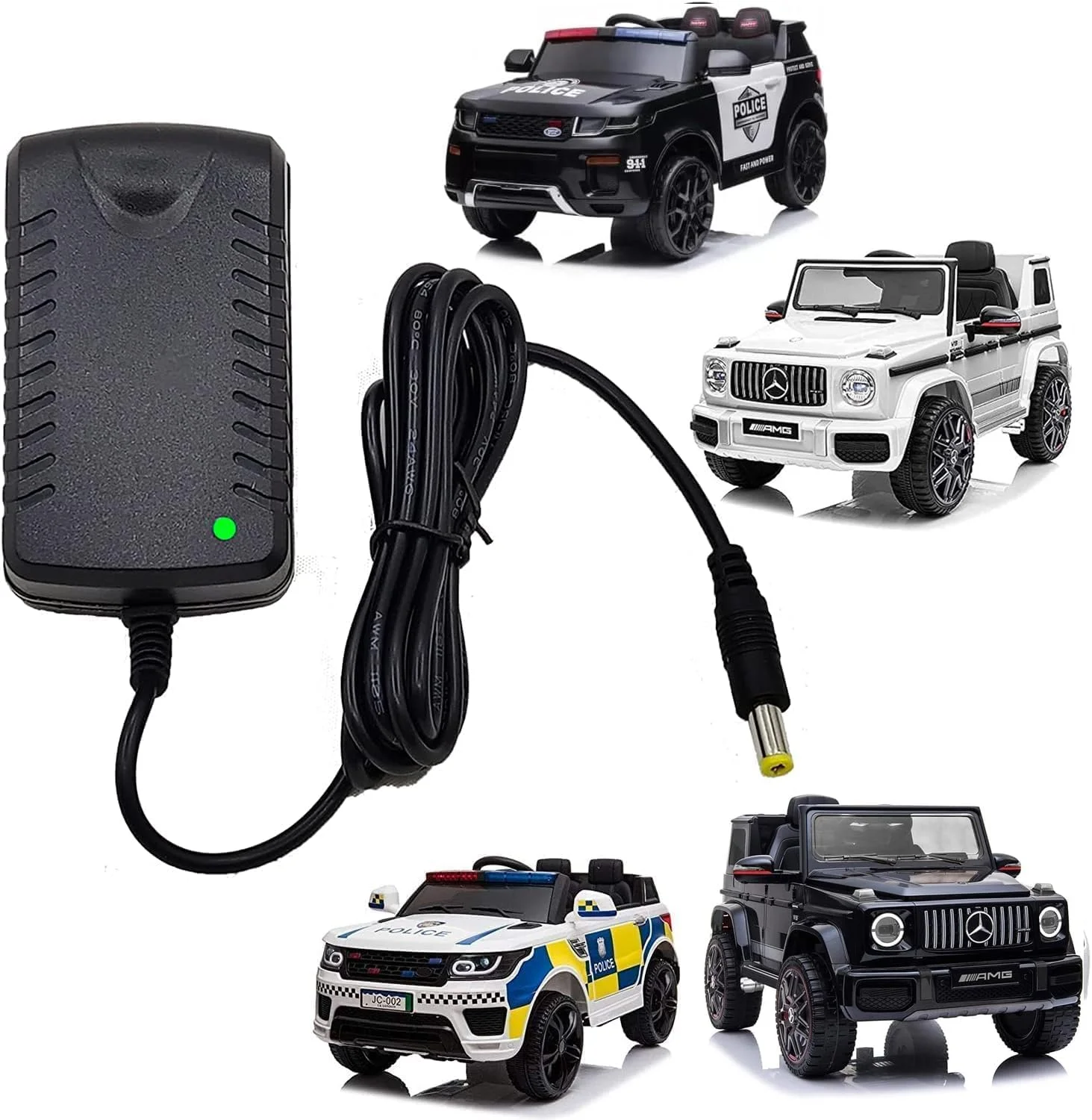 آداپتور شارژر ماشین برقی کودک 12 ولت/6 ولت برای ماشین ها، موتور سیکلت ها، جیپ ها و شاسی بلندهای برقی کودکان - چراغ نشانگر هوشمند، شارژ ایمن برای اسباب بازی های سواری با باتری قابل شارژ